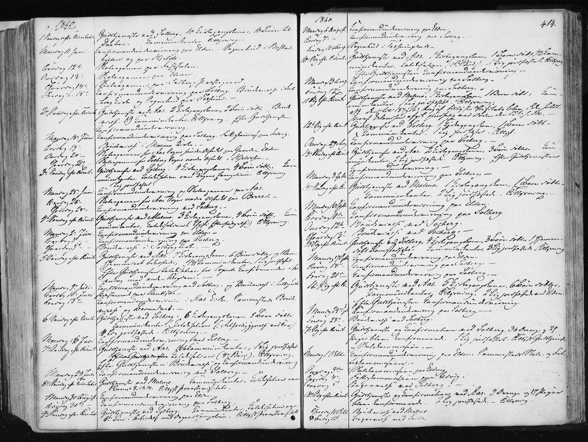 Ministerialprotokoller, klokkerbøker og fødselsregistre - Nord-Trøndelag, SAT/A-1458/741/L0393: Parish register (official) no. 741A07, 1849-1863, p. 414