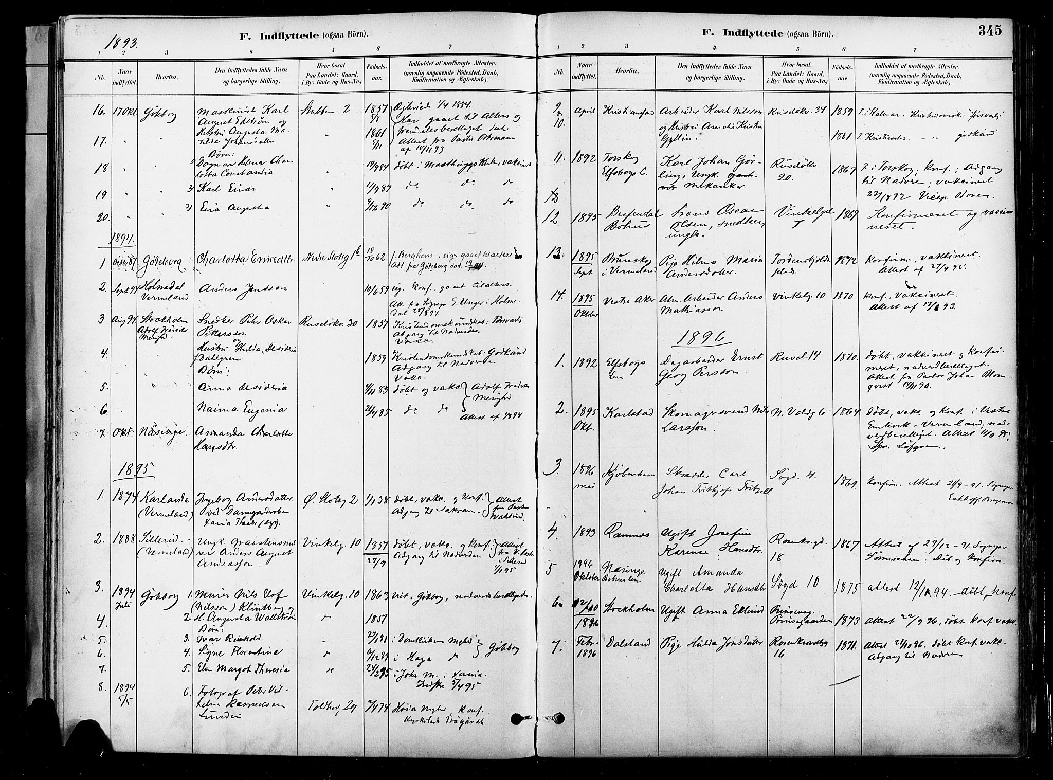 Johannes prestekontor Kirkebøker, AV/SAO-A-10852/F/Fa/L0004: Parish register (official) no. 4, 1883-1907, p. 345