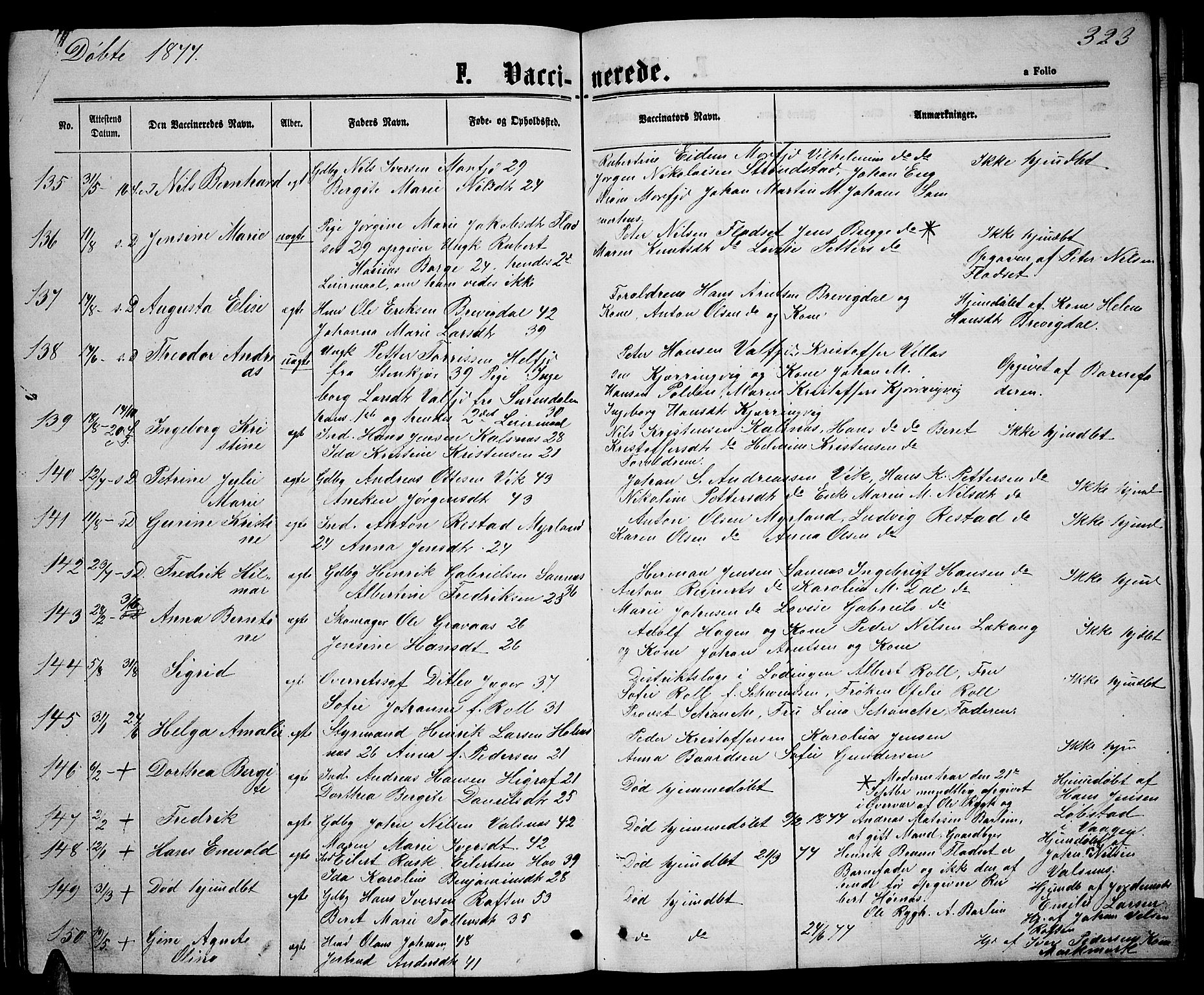 Ministerialprotokoller, klokkerbøker og fødselsregistre - Nordland, AV/SAT-A-1459/888/L1266: Parish register (copy) no. 888C04, 1864-1877, p. 323