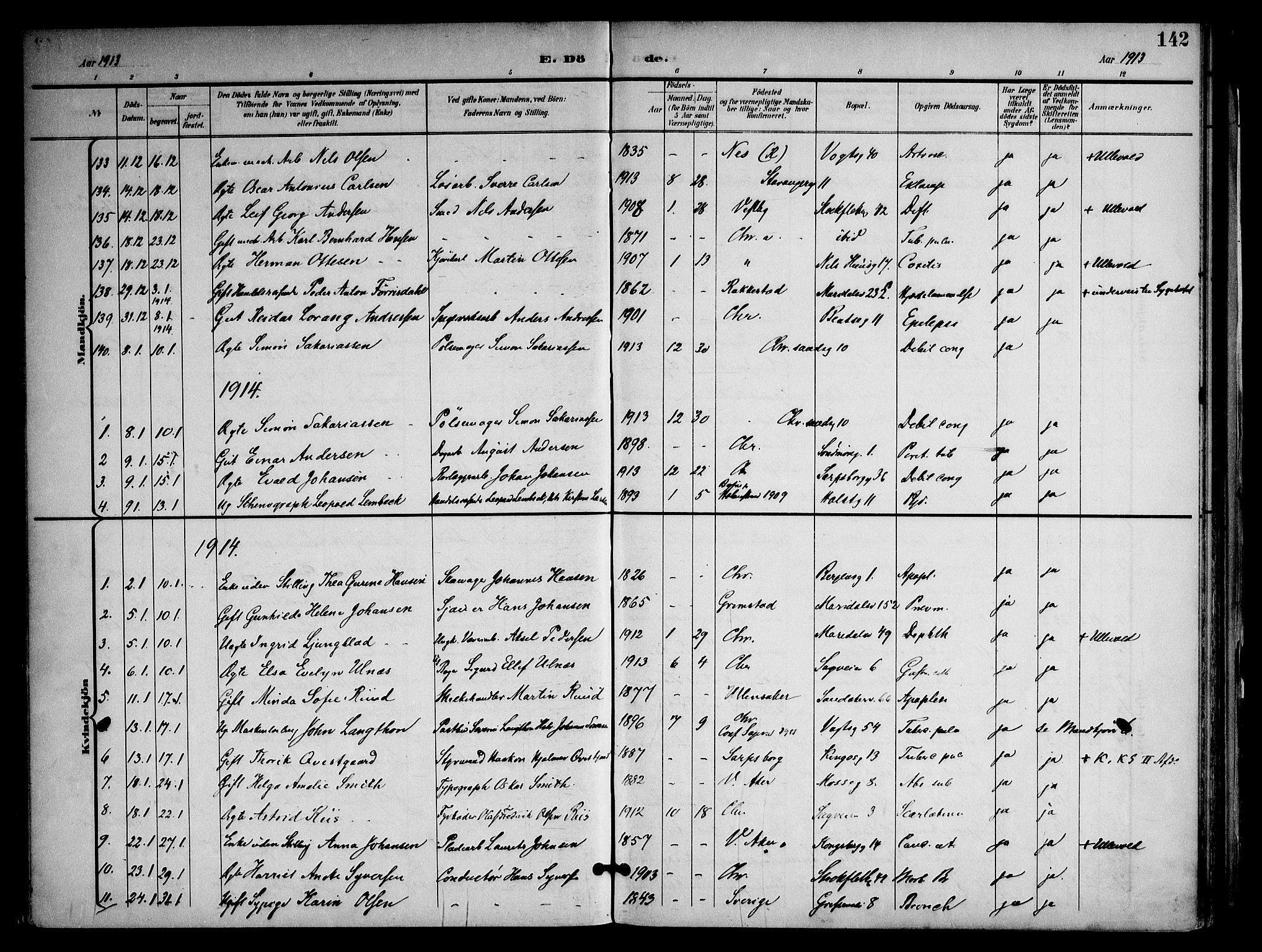 Sagene prestekontor Kirkebøker, AV/SAO-A-10796/F/L0006: Parish register (official) no. 6, 1898-1923, p. 142