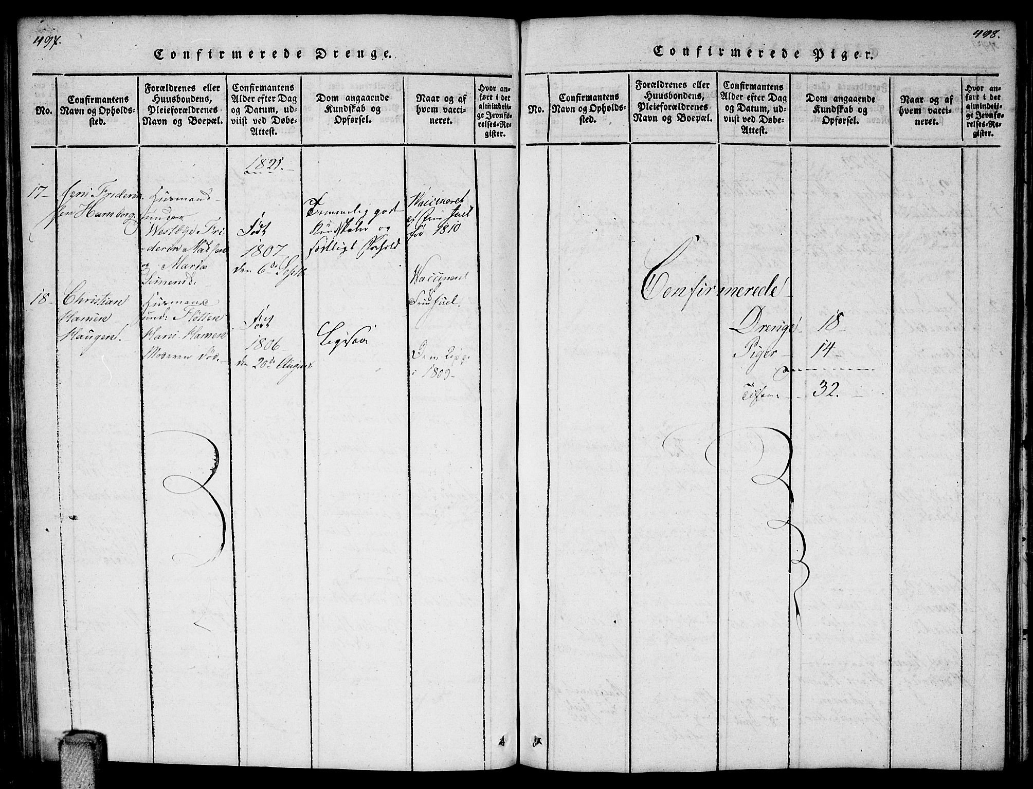 Enebakk prestekontor Kirkebøker, AV/SAO-A-10171c/F/Fa/L0006: Parish register (official) no. I 6, 1815-1832, p. 497-498