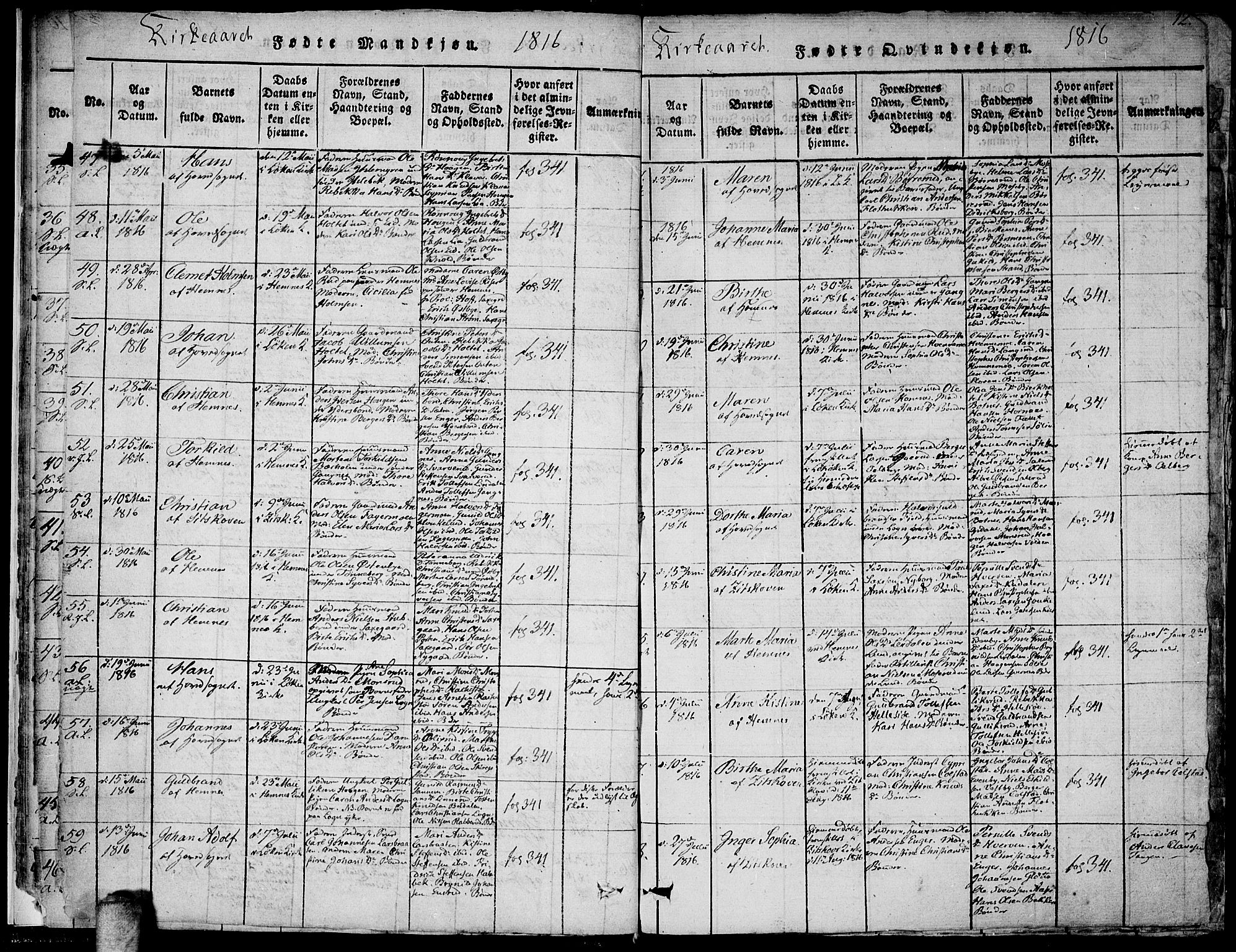 Høland prestekontor Kirkebøker, AV/SAO-A-10346a/F/Fa/L0007: Parish register (official) no. I 7, 1814-1827, p. 12