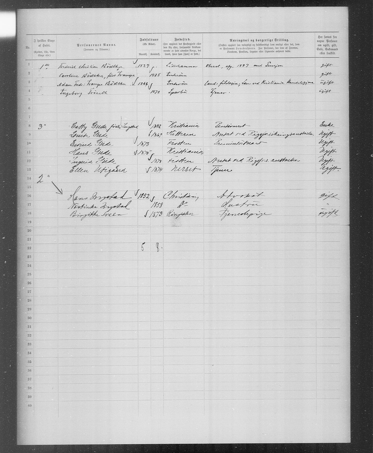 OBA, Municipal Census 1899 for Kristiania, 1899, p. 3155