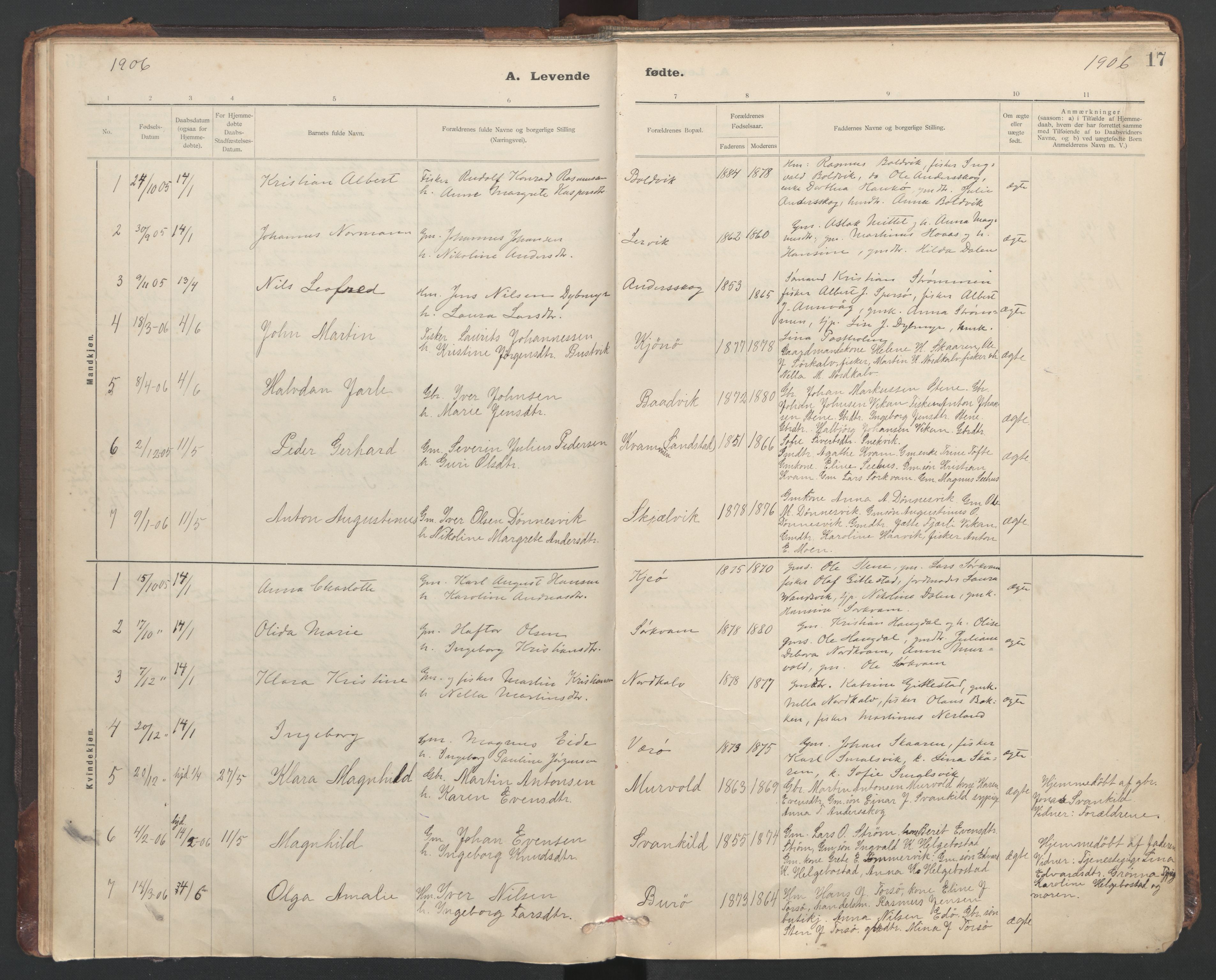 Ministerialprotokoller, klokkerbøker og fødselsregistre - Sør-Trøndelag, SAT/A-1456/635/L0552: Parish register (official) no. 635A02, 1899-1919, p. 17