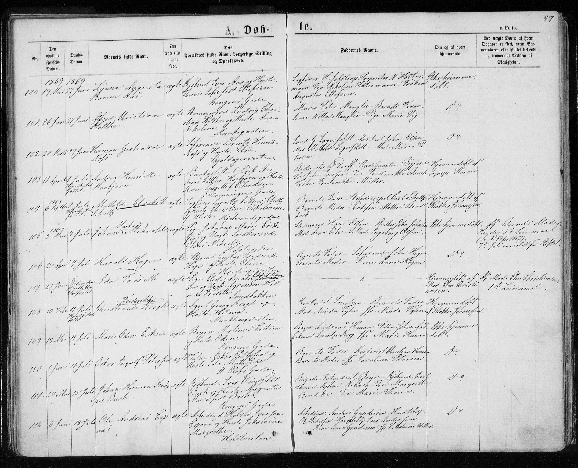 Ministerialprotokoller, klokkerbøker og fødselsregistre - Sør-Trøndelag, AV/SAT-A-1456/601/L0054: Parish register (official) no. 601A22, 1866-1877, p. 57