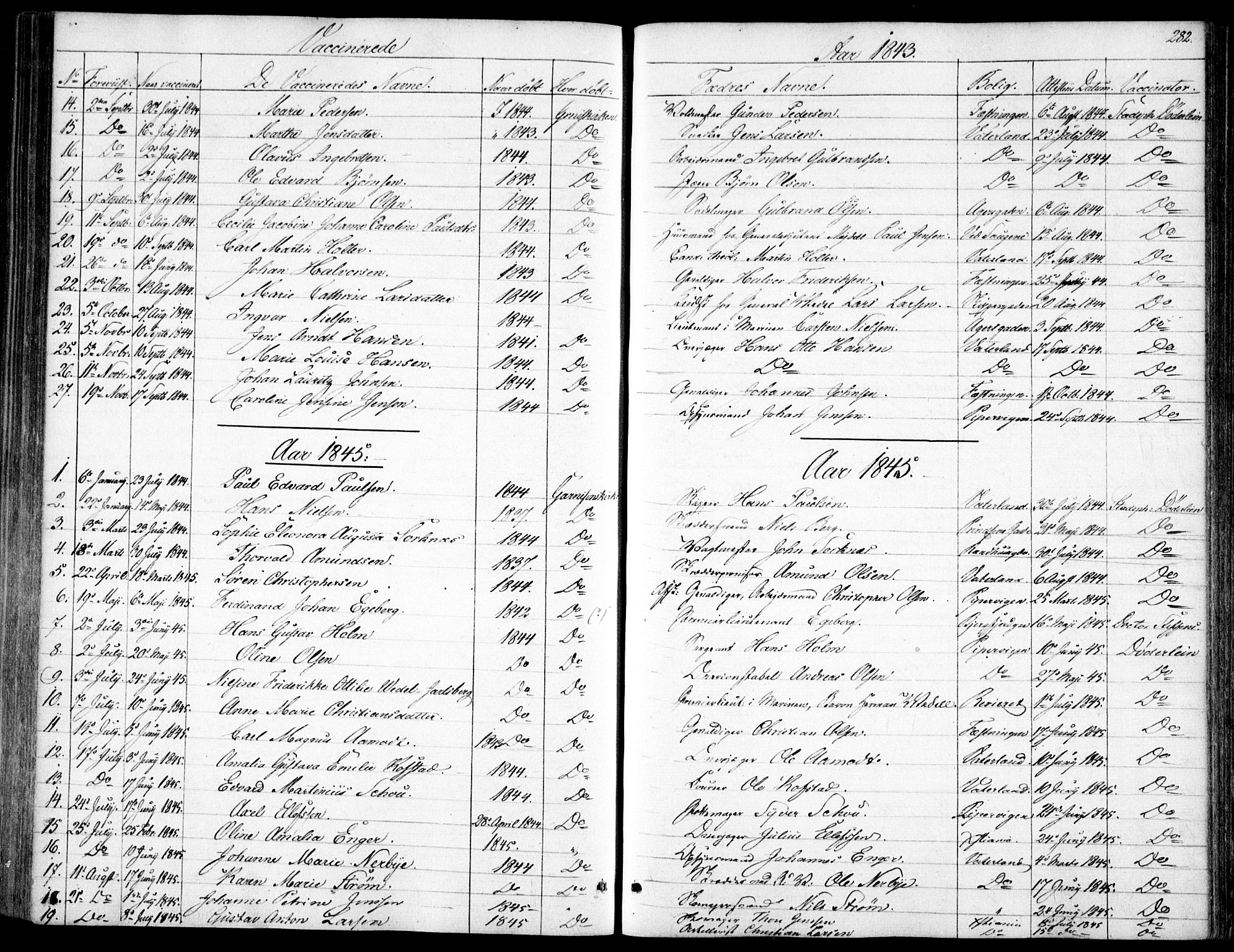Garnisonsmenigheten Kirkebøker, SAO/A-10846/F/Fa/L0009: Parish register (official) no. 9, 1842-1859, p. 282