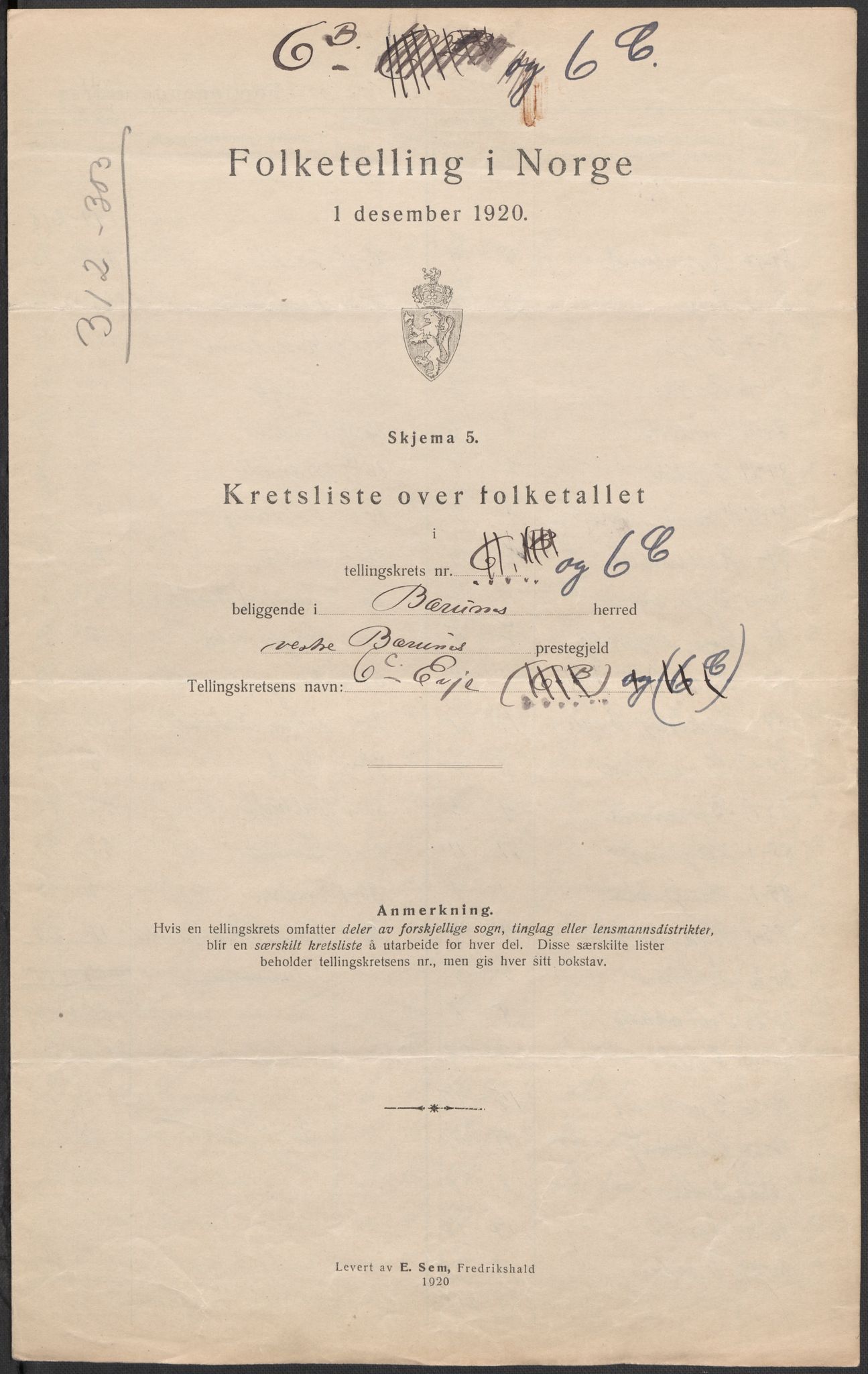 SAO, 1920 census for Bærum, 1920, p. 25