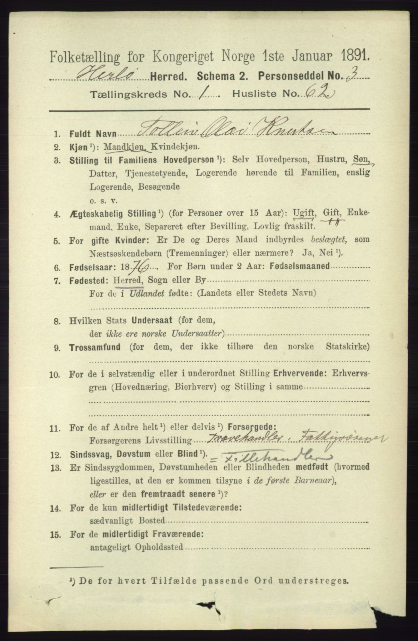 RA, 1891 census for 1258 Herdla, 1891, p. 458