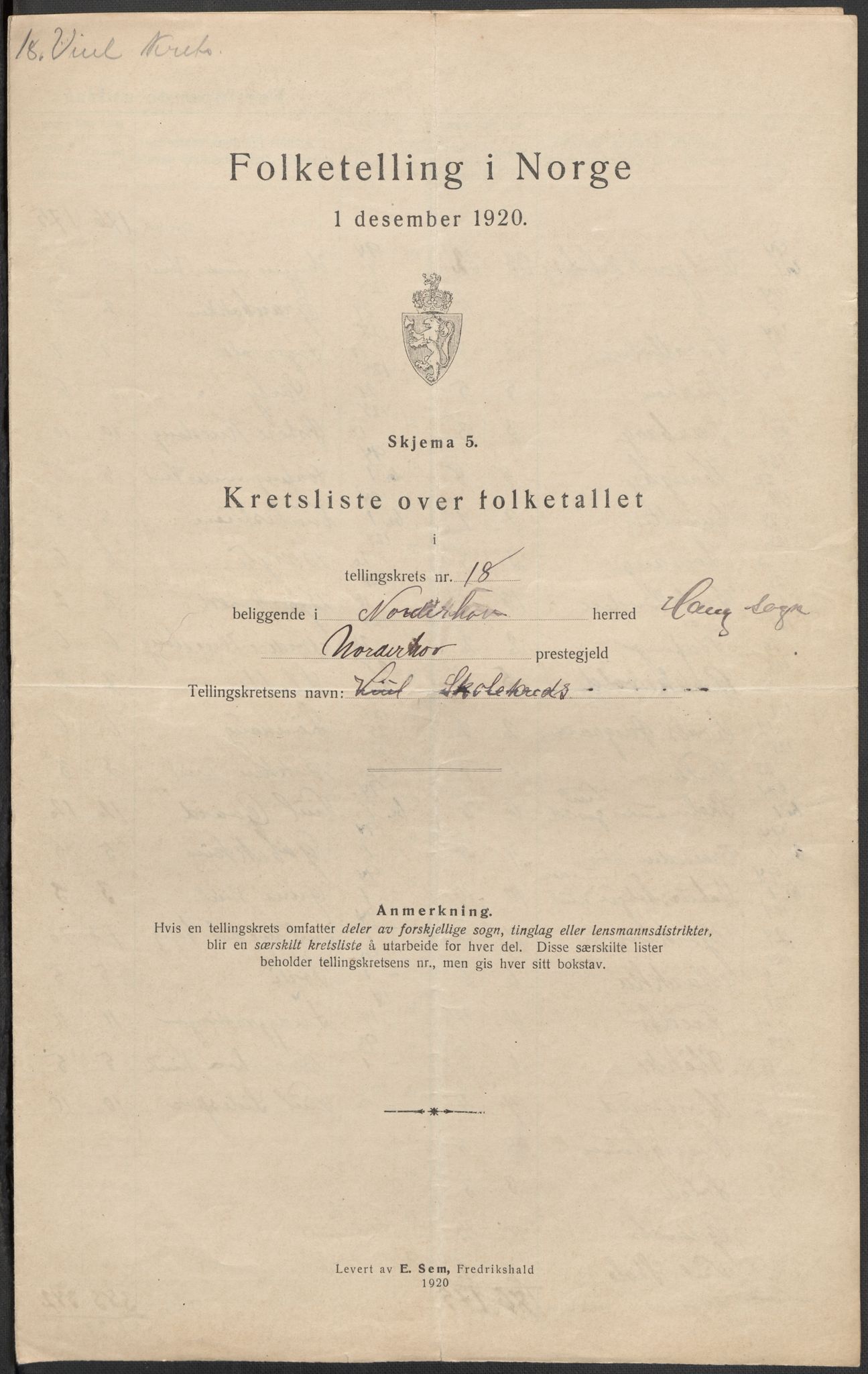 SAKO, 1920 census for Norderhov, 1920, p. 58