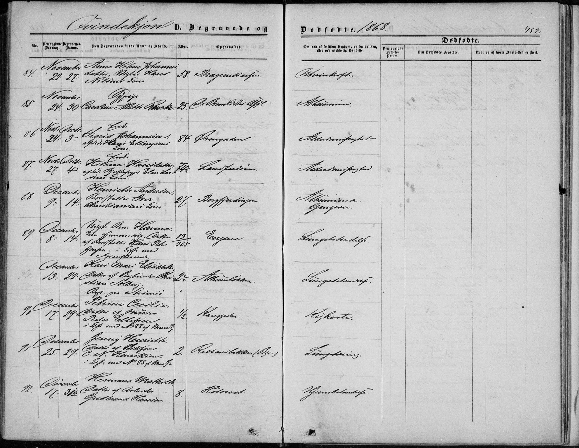 Bragernes kirkebøker, AV/SAKO-A-6/F/Fb/L0003: Parish register (official) no. II 3, 1860-1868, p. 452