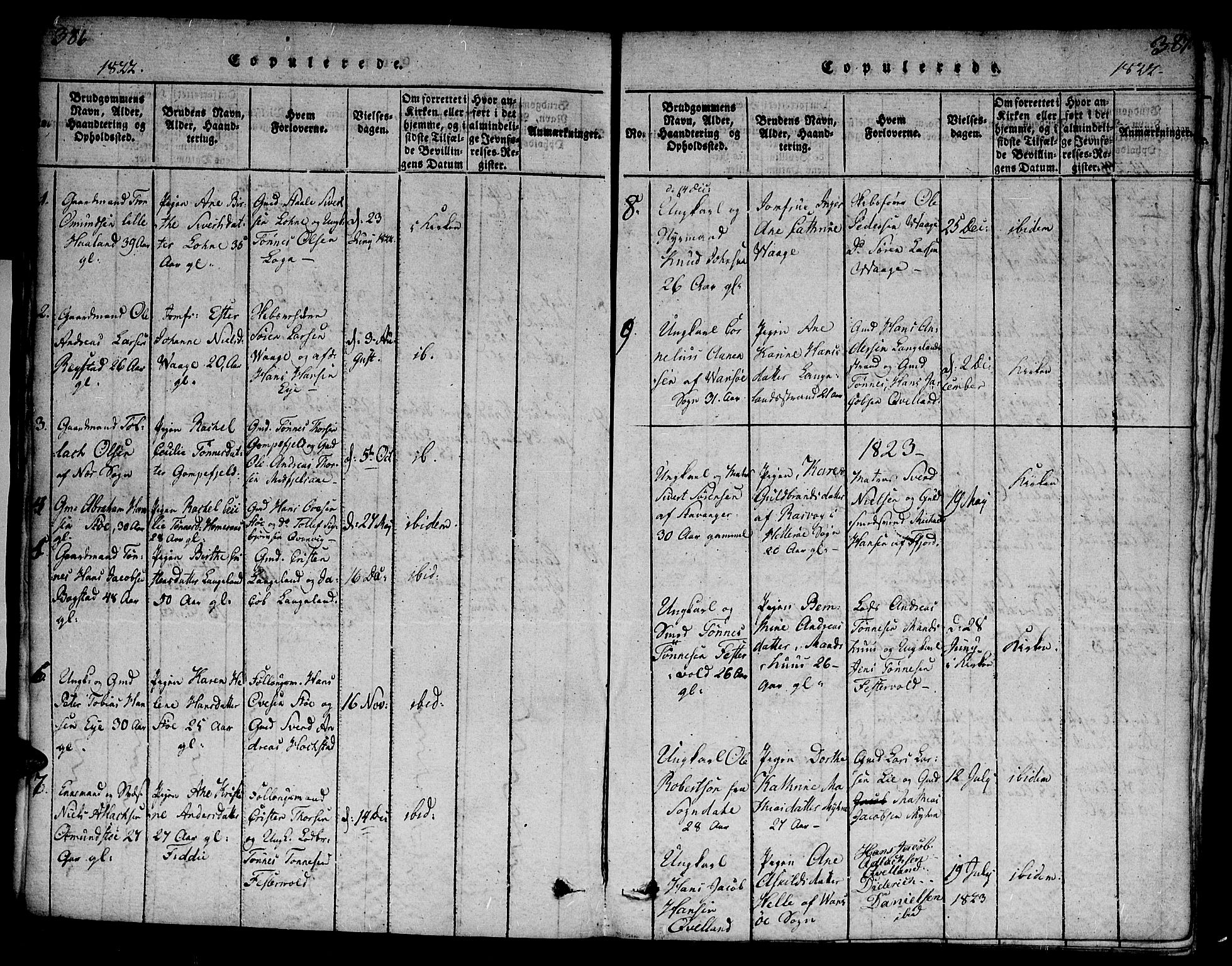 Flekkefjord sokneprestkontor, AV/SAK-1111-0012/F/Fa/Fab/L0003: Parish register (official) no. A 3, 1815-1830, p. 386-387