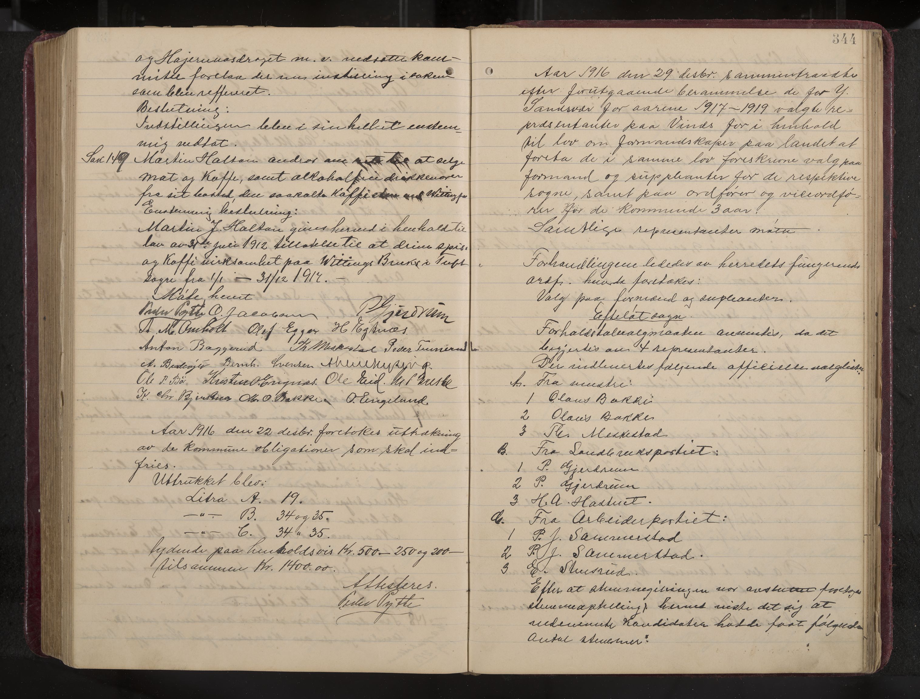 Ytre Sandsvær formannskap og sentraladministrasjon, IKAK/0629021/A/Aa/L0001: Møtebok med register, 1902-1919, p. 344
