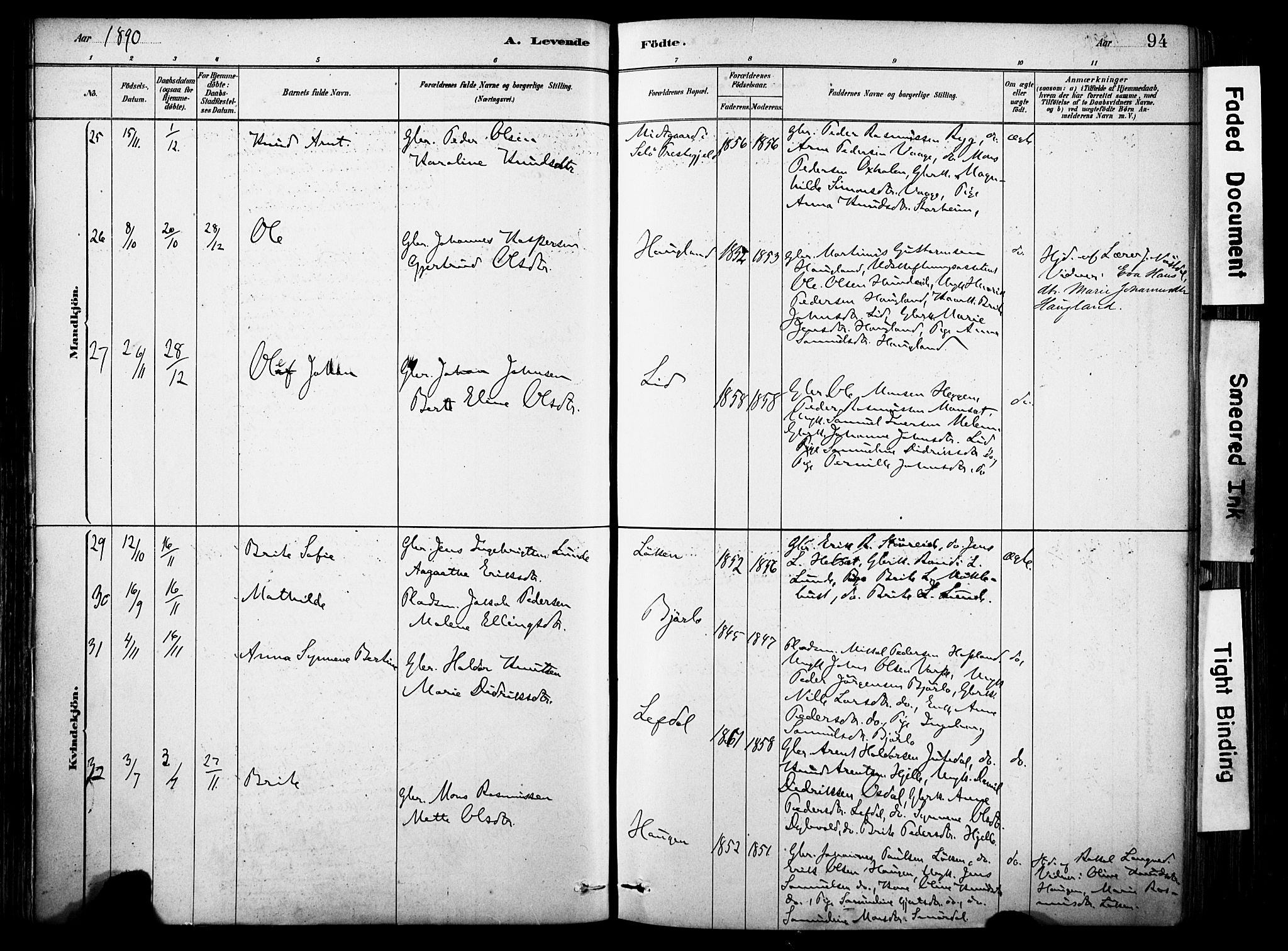 Eid sokneprestembete, AV/SAB-A-82301/H/Haa/Haab/L0001: Parish register (official) no. B 1, 1879-1906, p. 94