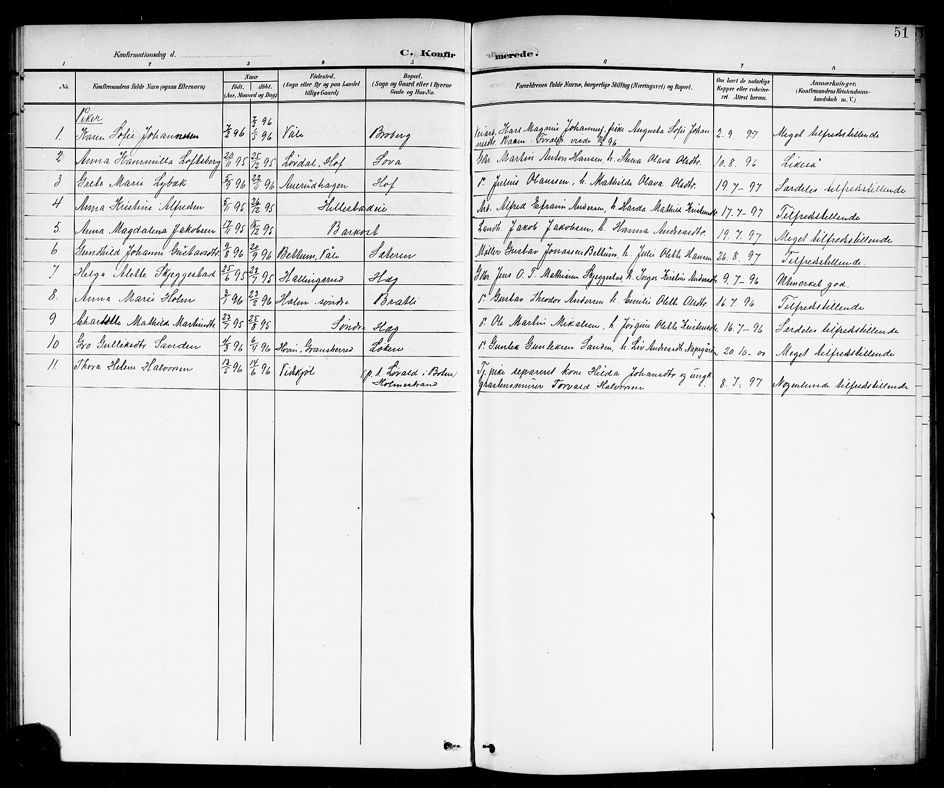 Botne kirkebøker, SAKO/A-340/G/Gb/L0004: Parish register (copy) no. II 3, 1899-1917, p. 51