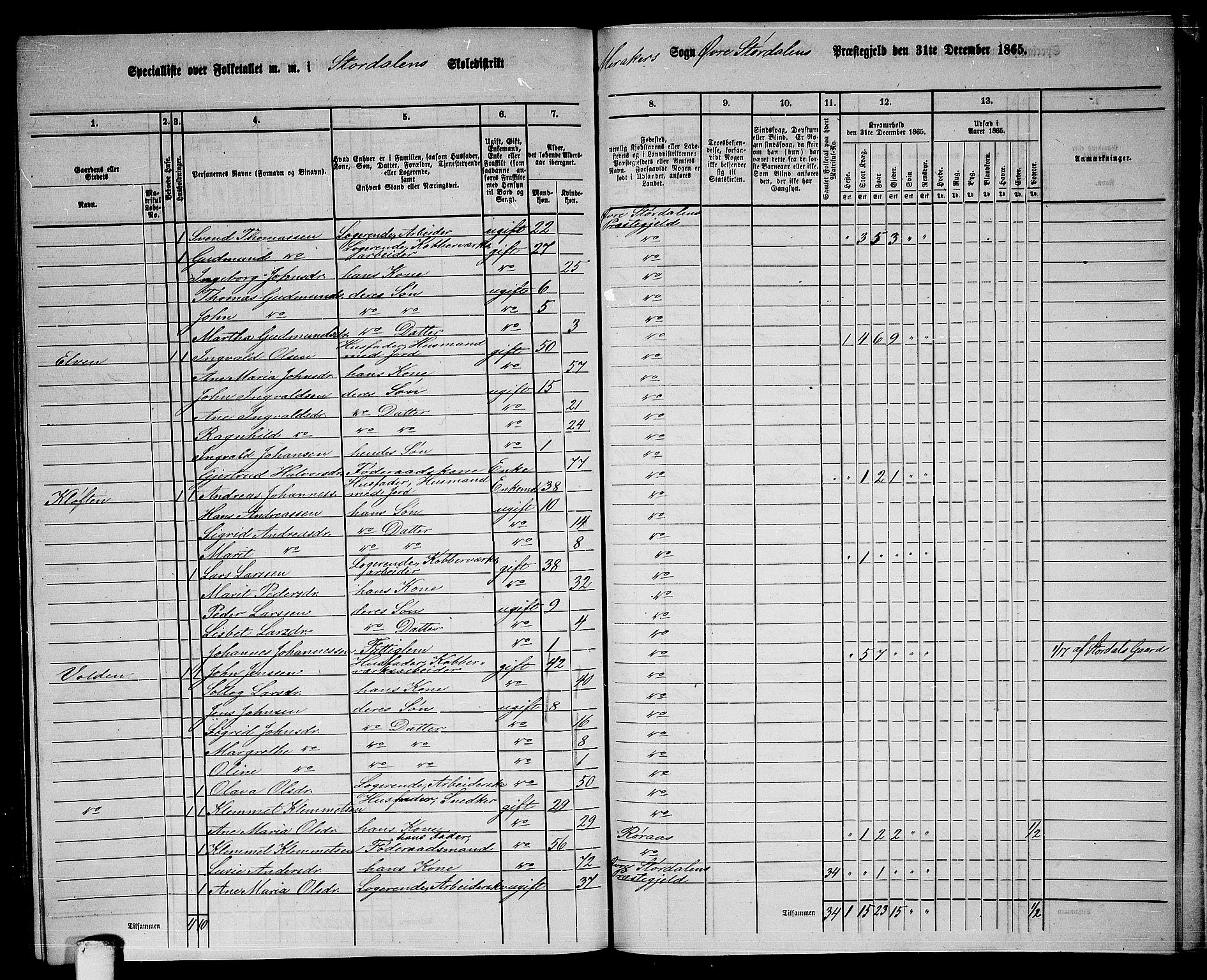 RA, 1865 census for Øvre Stjørdal, 1865, p. 199