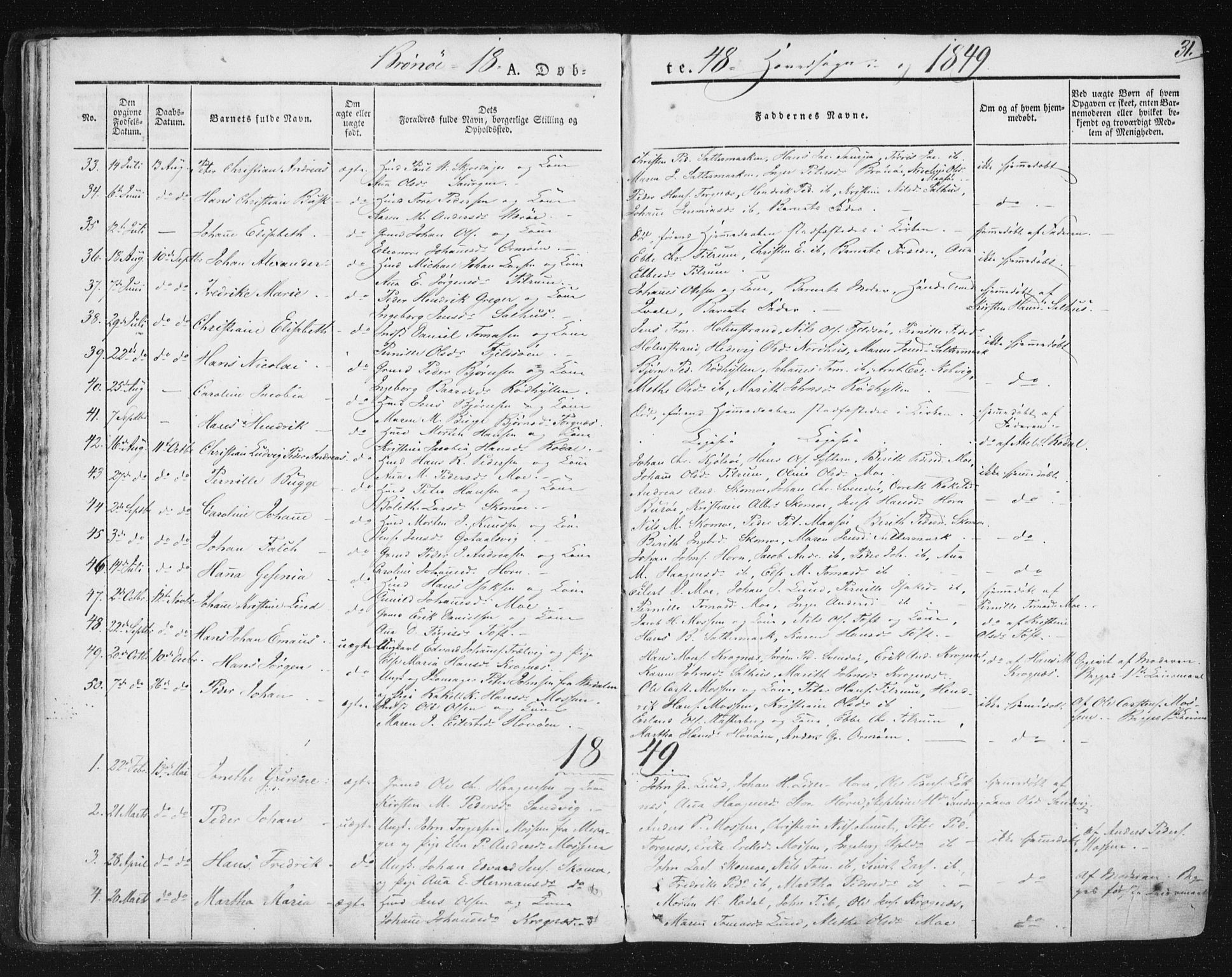 Ministerialprotokoller, klokkerbøker og fødselsregistre - Nordland, SAT/A-1459/813/L0198: Parish register (official) no. 813A08, 1834-1874, p. 31