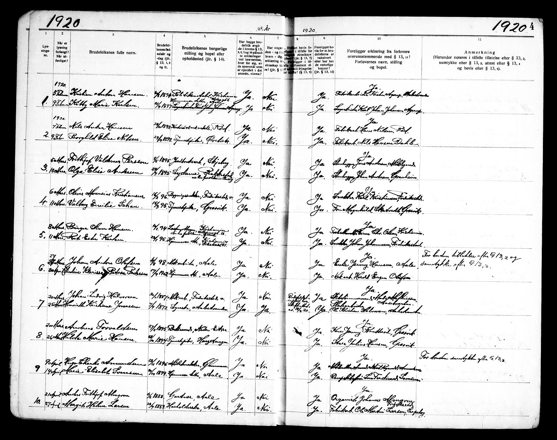 Onsøy prestekontor Kirkebøker, SAO/A-10914/H/Hb/L0001: Banns register no. II 1, 1919-1949, p. 4