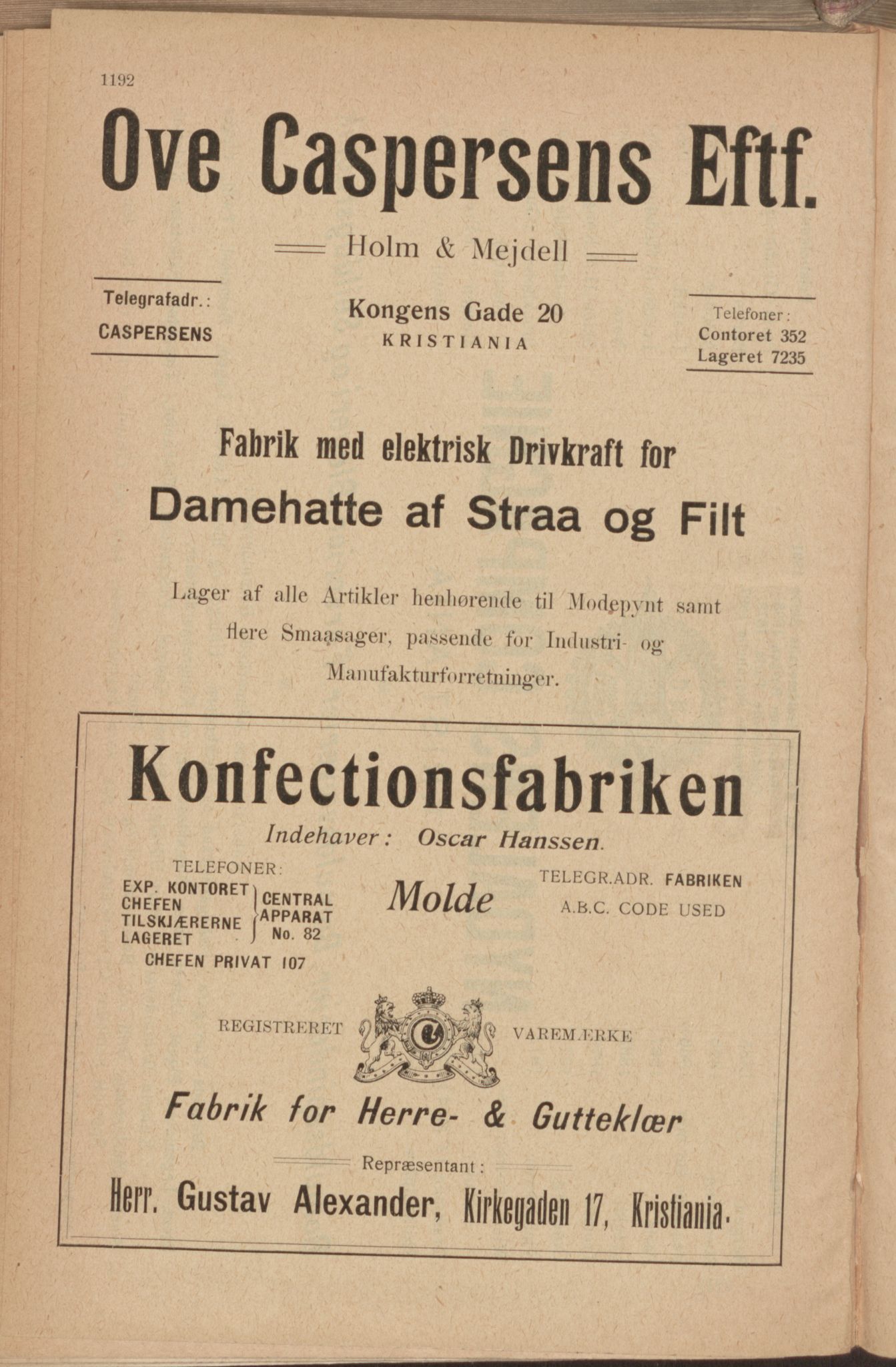 Kristiania/Oslo adressebok, PUBL/-, 1913, p. 1150