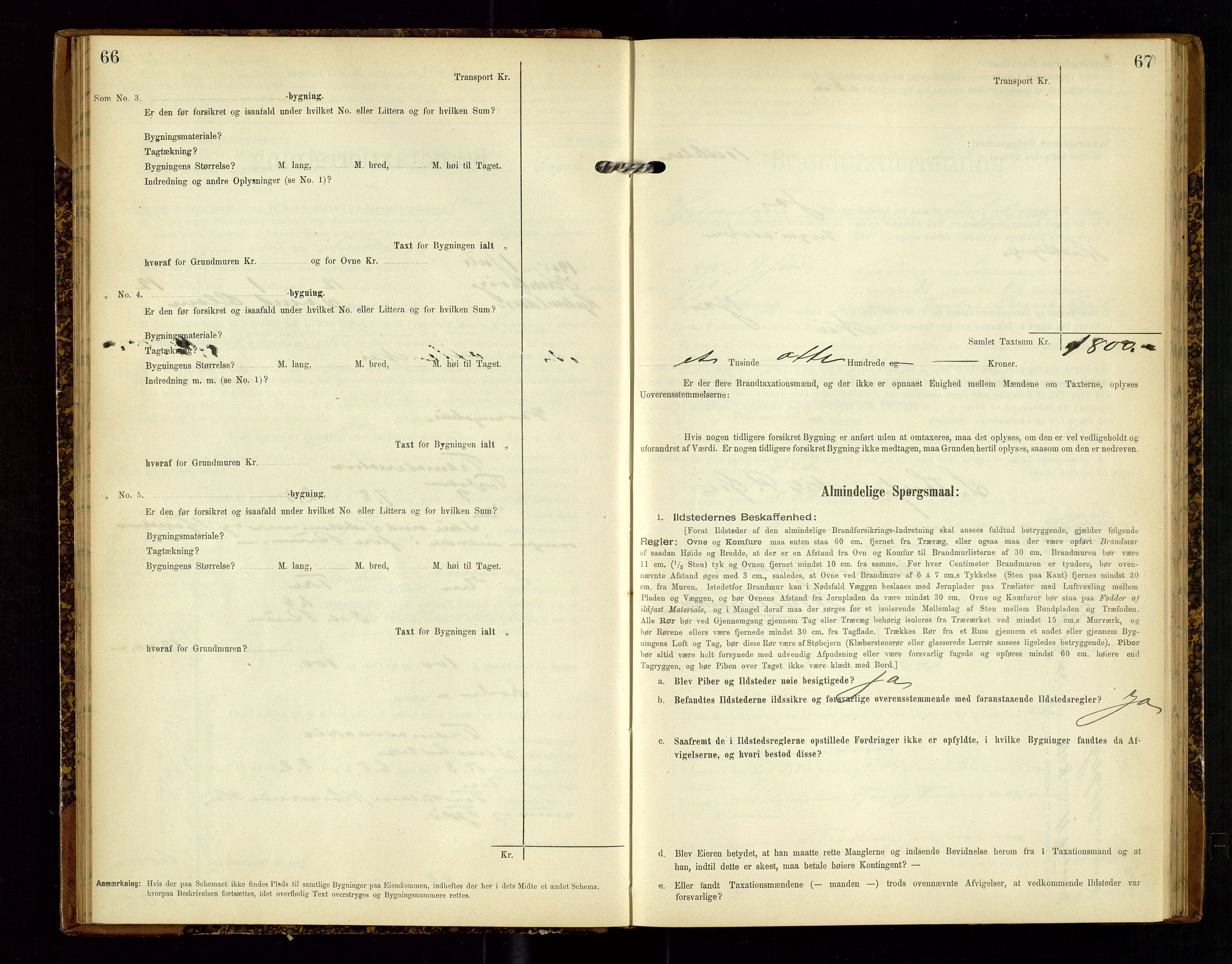 Hjelmeland lensmannskontor, AV/SAST-A-100439/Gob/L0002: "Brandtaxationsprotokol", 1904-1920, p. 66-67
