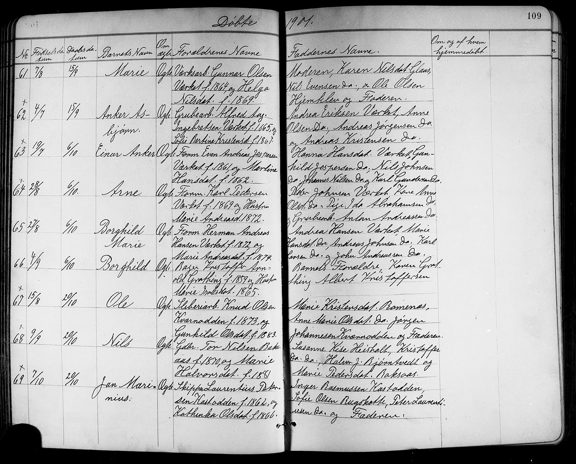 Holla kirkebøker, AV/SAKO-A-272/G/Ga/L0005: Parish register (copy) no. I 5, 1891-1917, p. 109