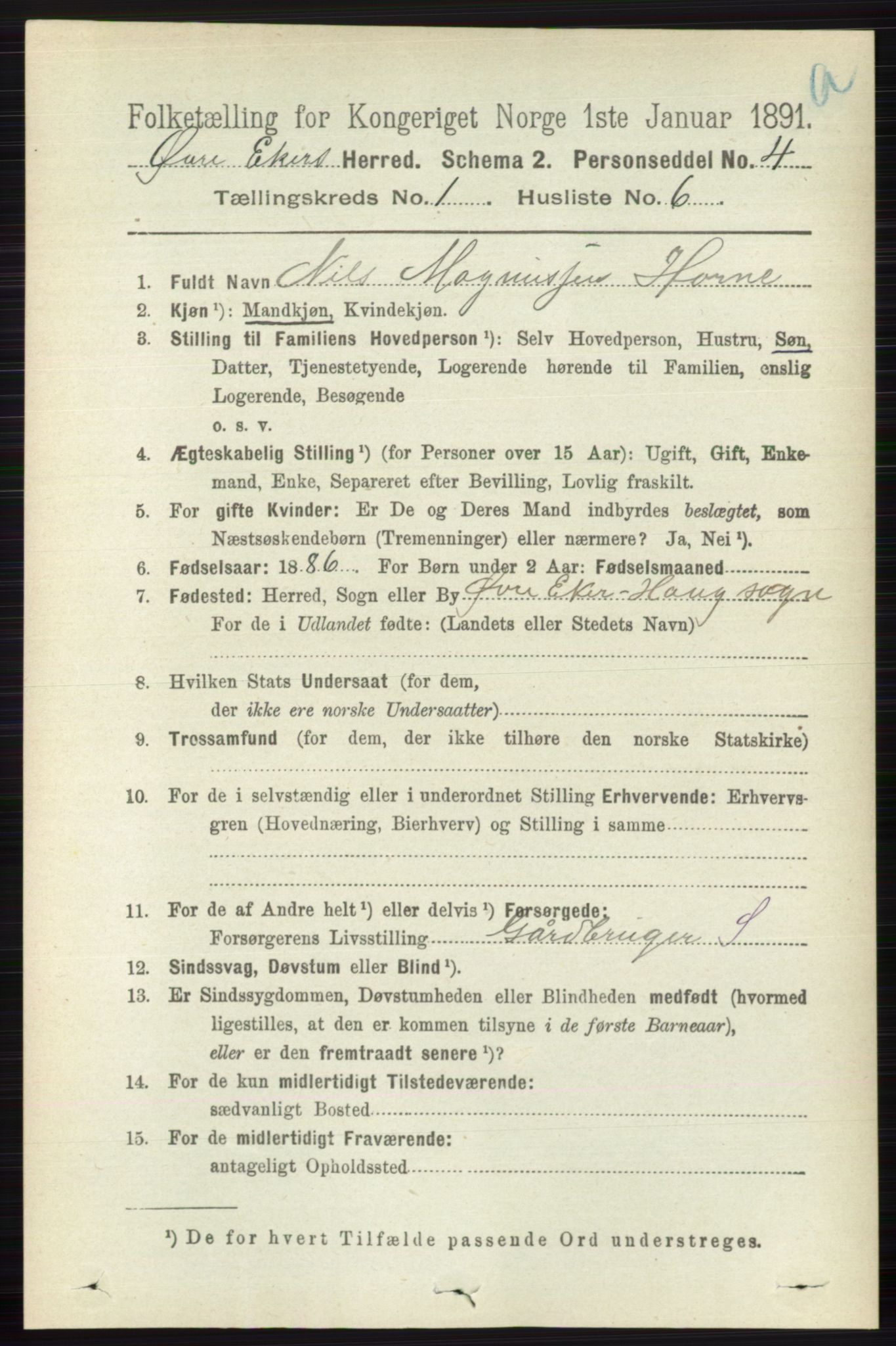 RA, 1891 census for 0624 Øvre Eiker, 1891, p. 165