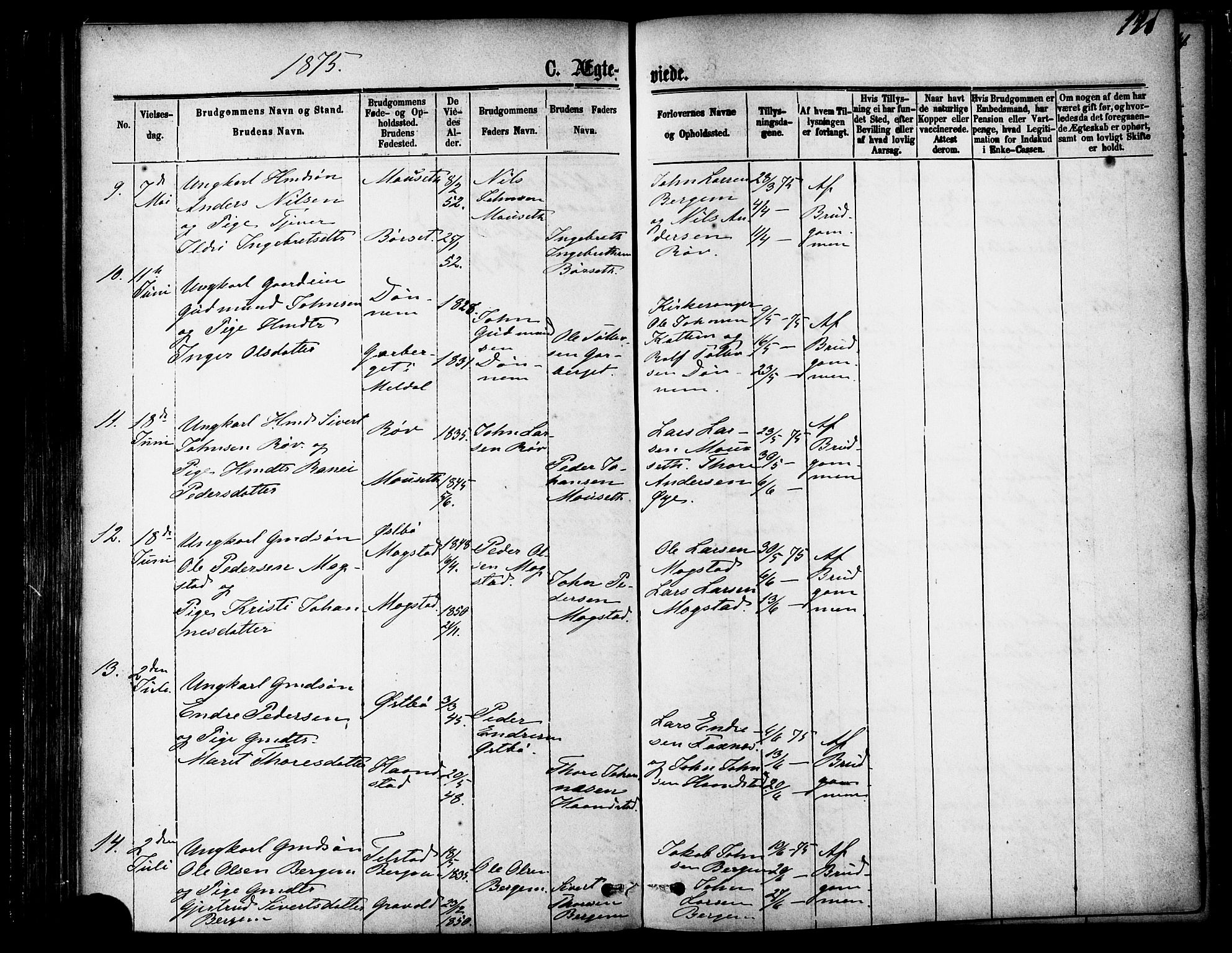 Ministerialprotokoller, klokkerbøker og fødselsregistre - Møre og Romsdal, AV/SAT-A-1454/595/L1046: Parish register (official) no. 595A08, 1874-1884, p. 176