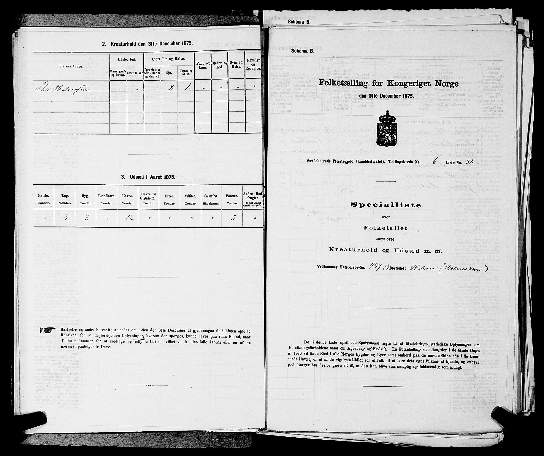 SAKO, 1875 census for 0724L Sandeherred/Sandeherred, 1875, p. 1363