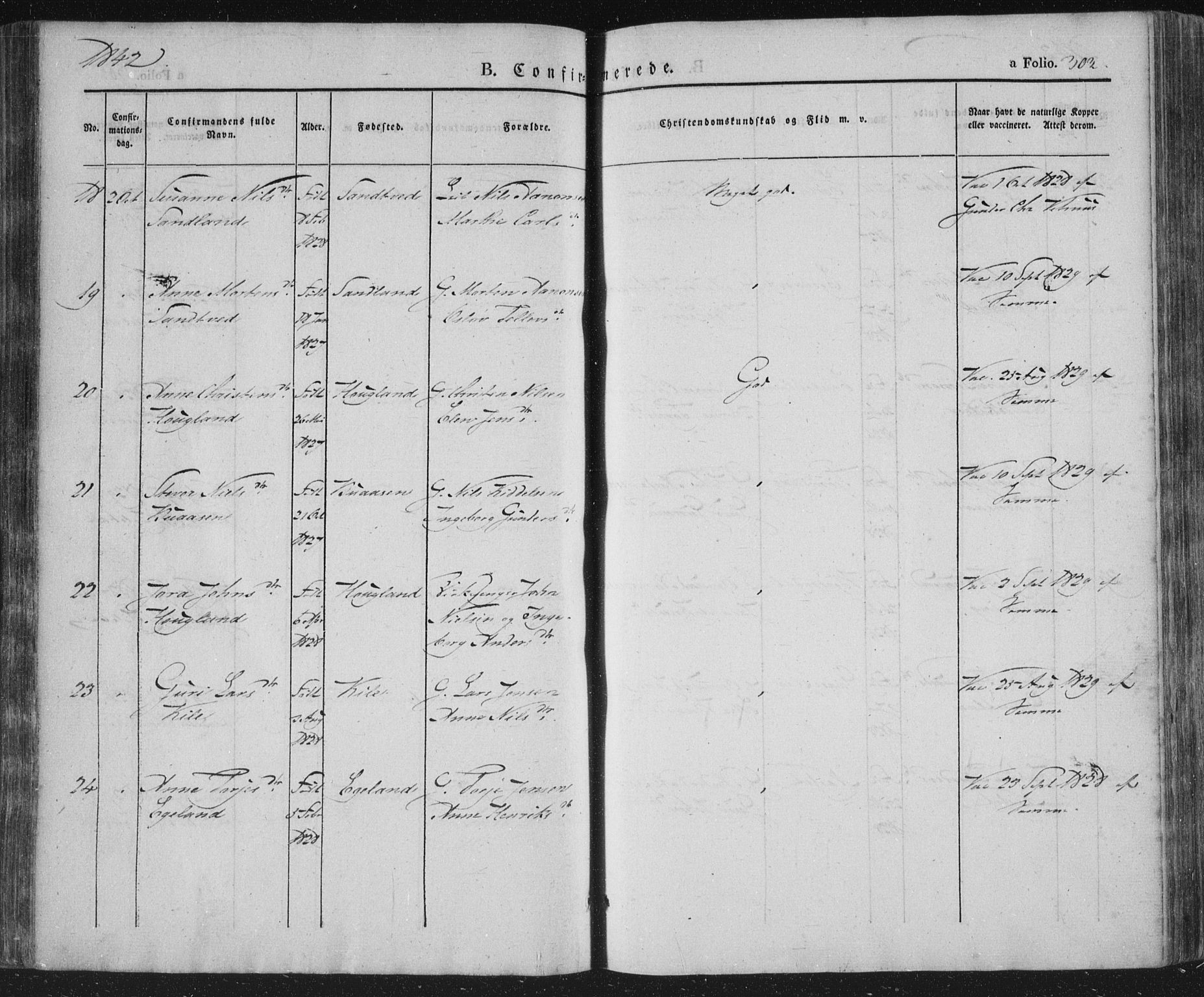 Vennesla sokneprestkontor, AV/SAK-1111-0045/Fa/Fac/L0004: Parish register (official) no. A 4, 1834-1855, p. 303