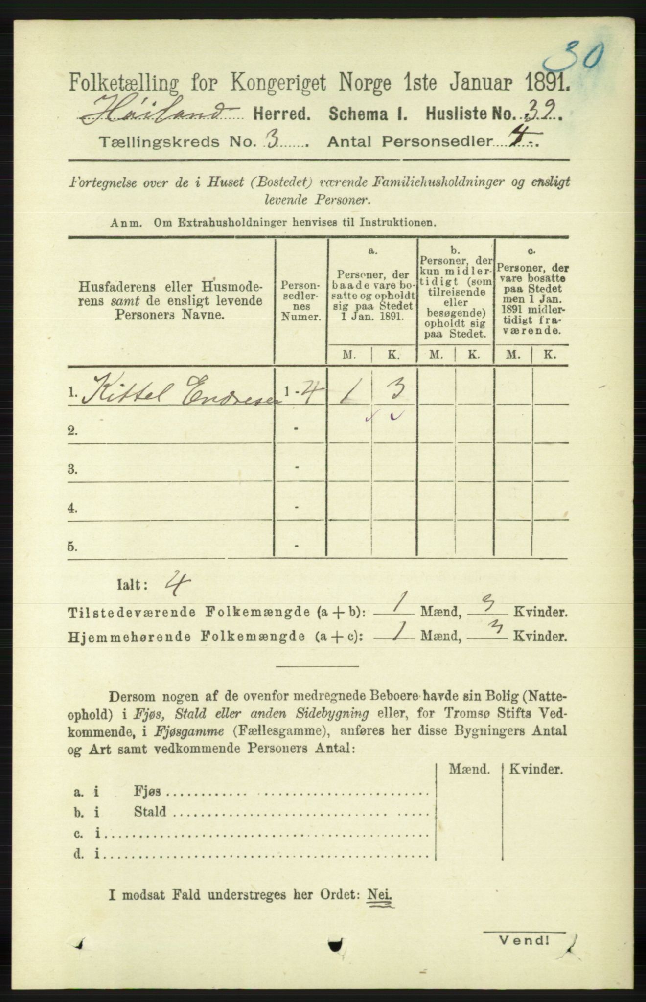 RA, 1891 census for 1123 Høyland, 1891, p. 663