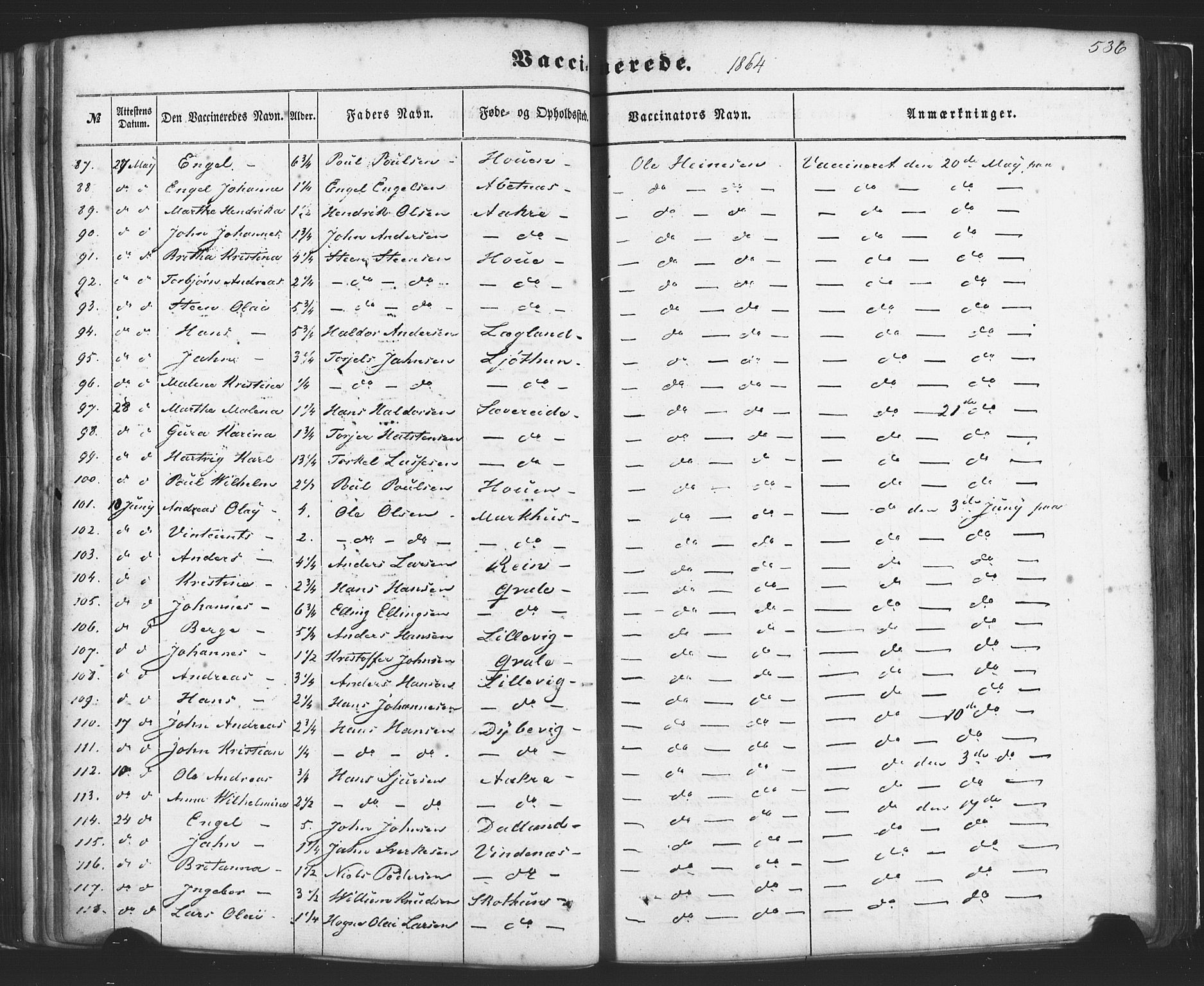 Fusa sokneprestembete, AV/SAB-A-75401/H/Haa: Parish register (official) no. A 1II, 1855-1879, p. 536