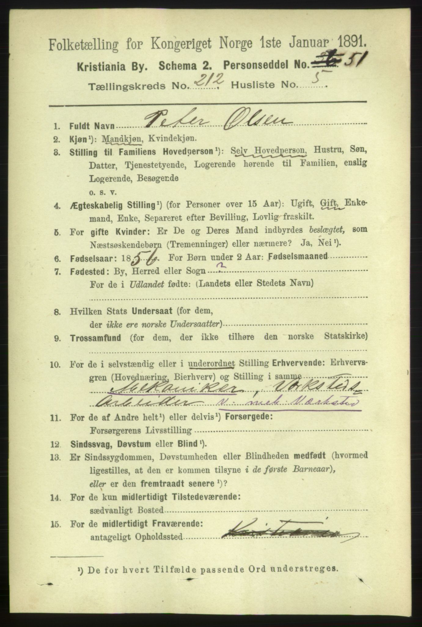 RA, 1891 census for 0301 Kristiania, 1891, p. 126562