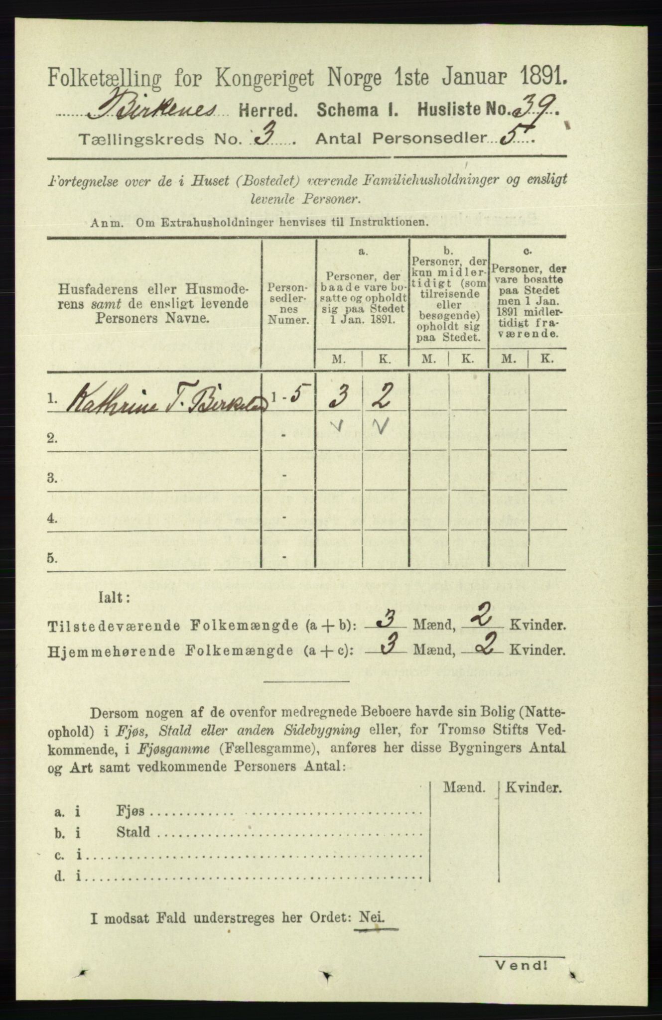 RA, 1891 Census for 0928 Birkenes, 1891, p. 819