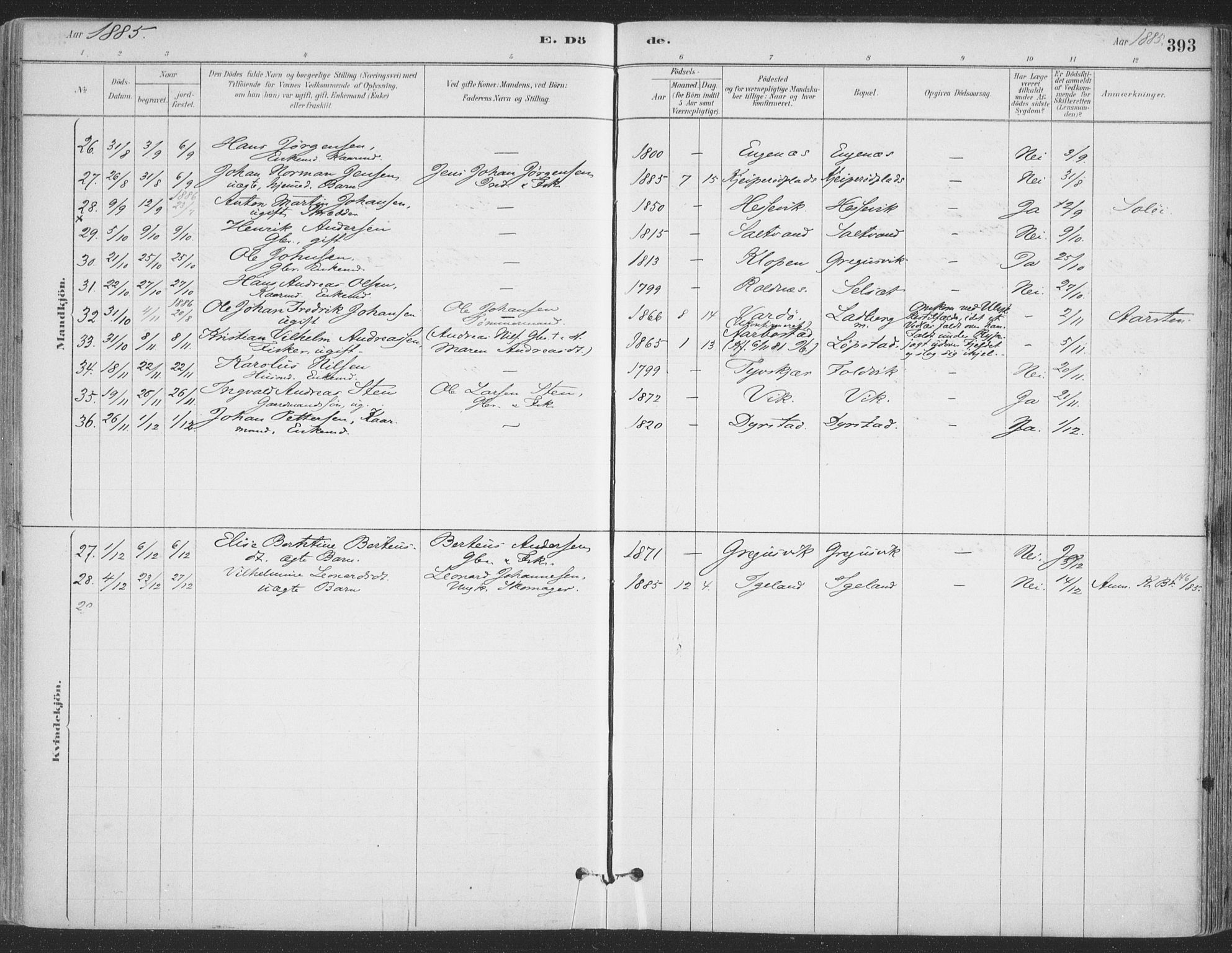 Ibestad sokneprestembete, AV/SATØ-S-0077/H/Ha/Haa/L0011kirke: Parish register (official) no. 11, 1880-1889, p. 393