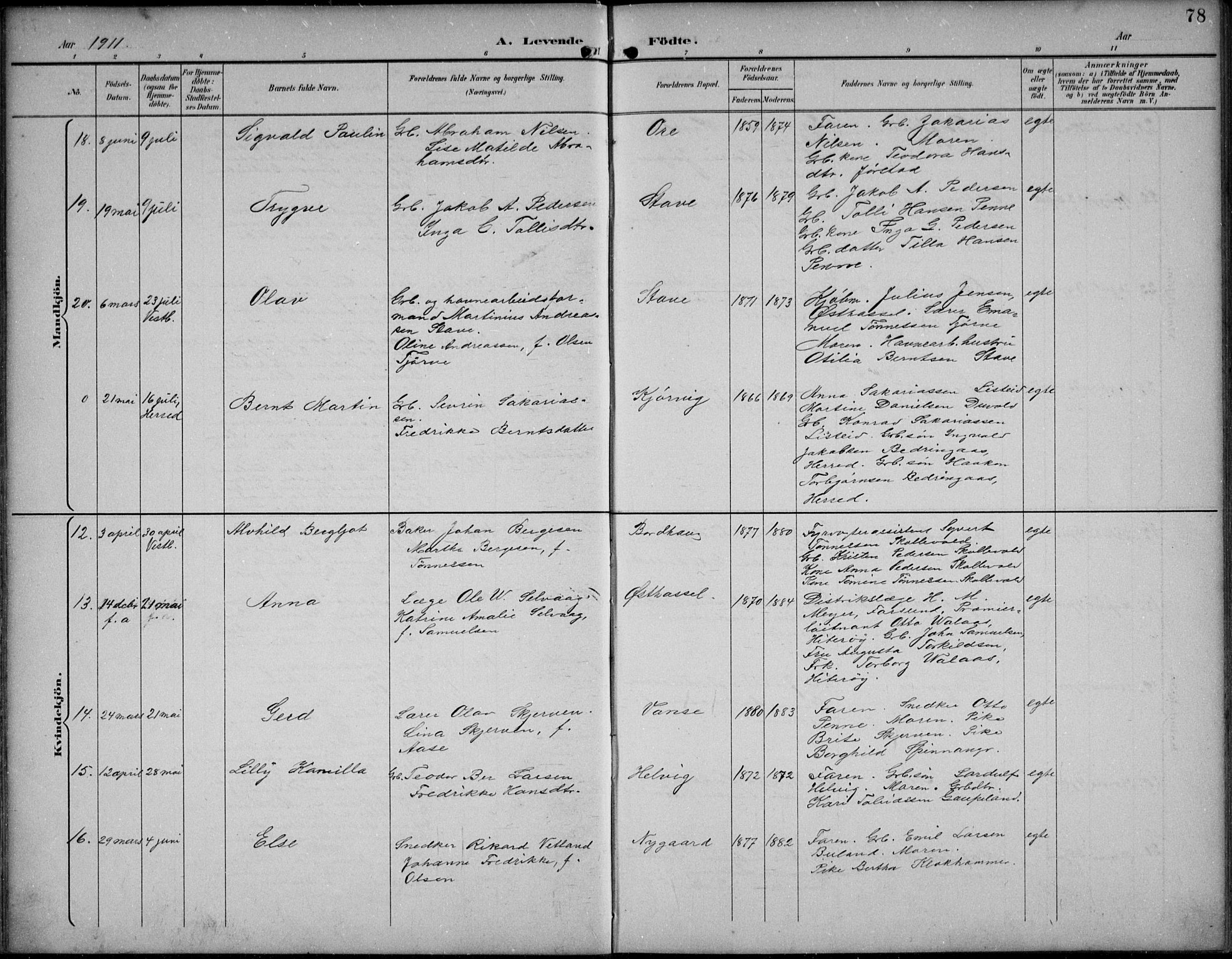 Lista sokneprestkontor, AV/SAK-1111-0027/F/Fb/L0005: Parish register (copy) no. B 5, 1892-1923, p. 78