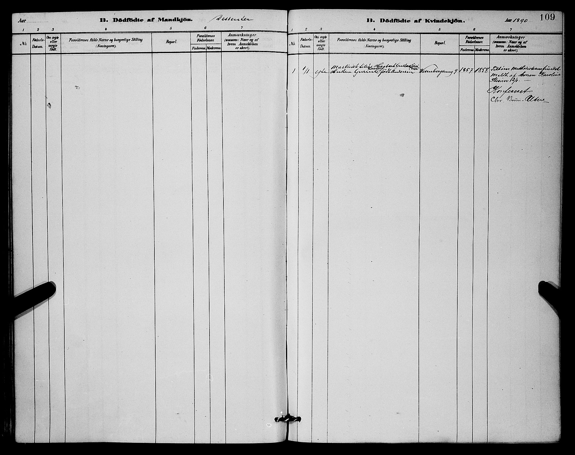 Mariakirken Sokneprestembete, SAB/A-76901/H/Hab/L0004: Parish register (copy) no. A 4, 1878-1892, p. 109