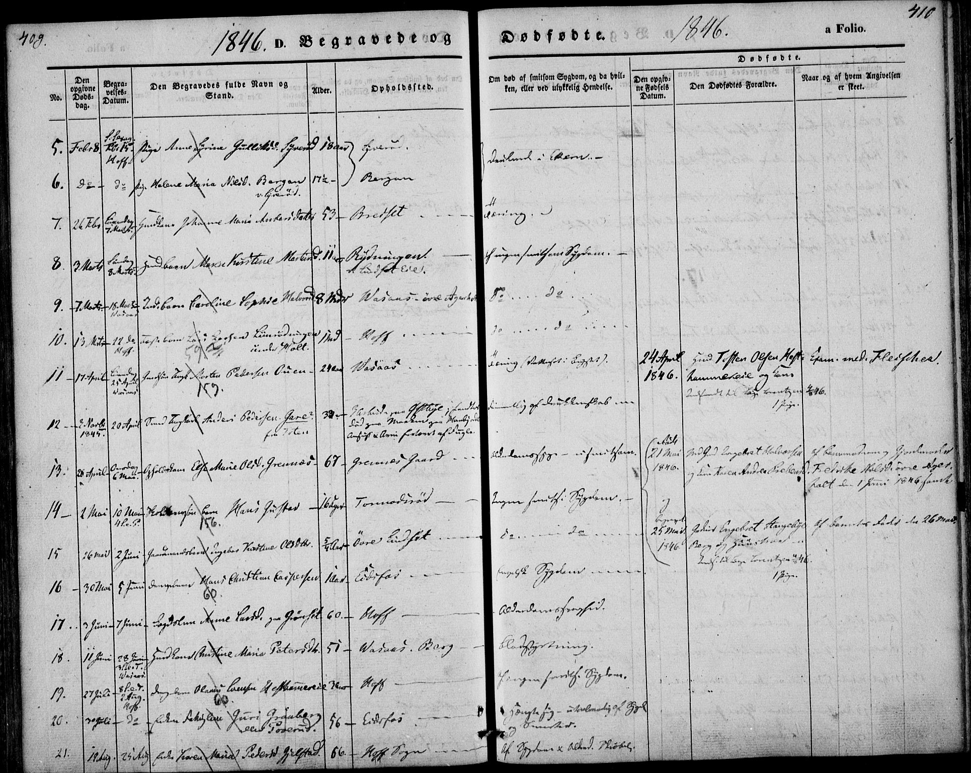 Hof kirkebøker, AV/SAKO-A-64/F/Fa/L0005: Parish register (official) no. I 5, 1844-1851, p. 409-410