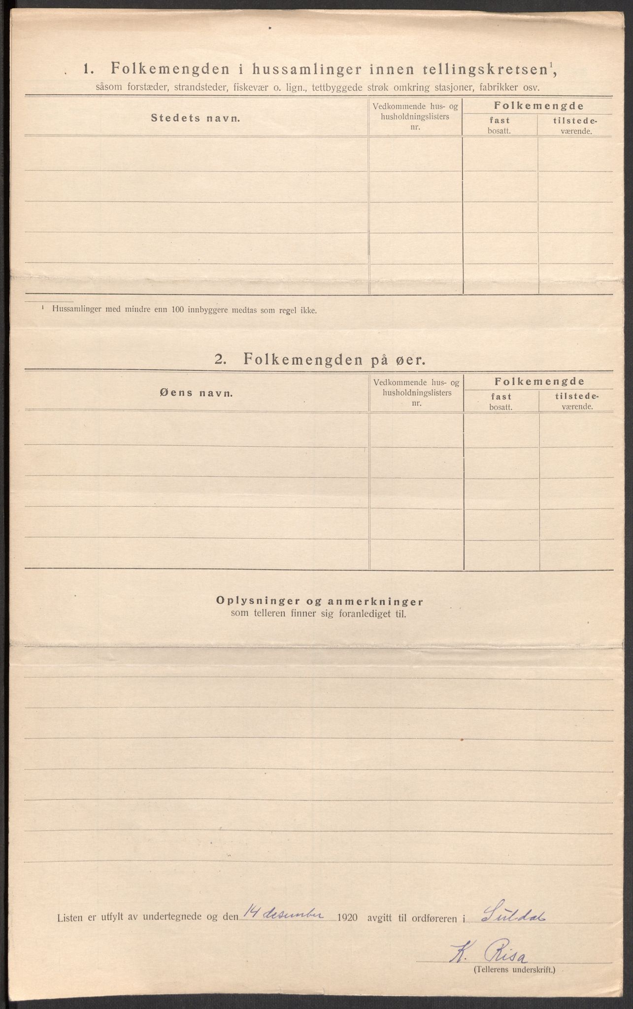 SAST, 1920 census for Suldal, 1920, p. 42