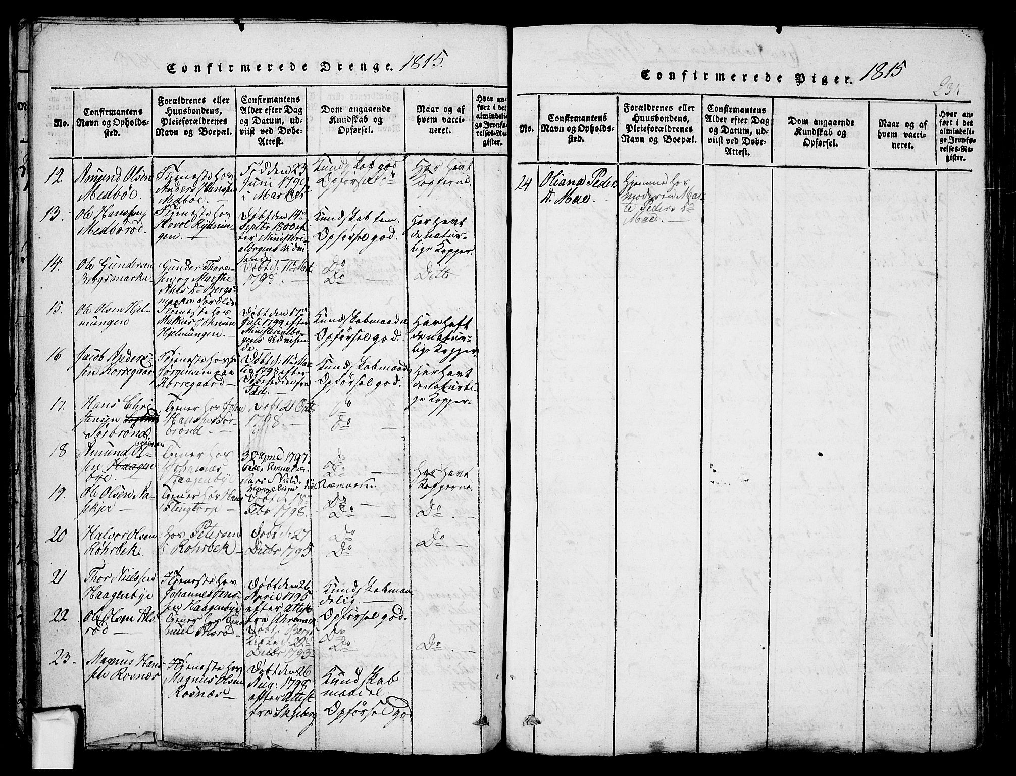 Berg prestekontor Kirkebøker, AV/SAO-A-10902/F/Fa/L0002: Parish register (official) no. I 2, 1815-1831, p. 234