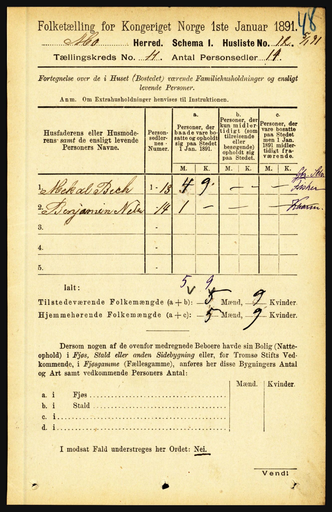 RA, 1891 census for 1833 Mo, 1891, p. 4367