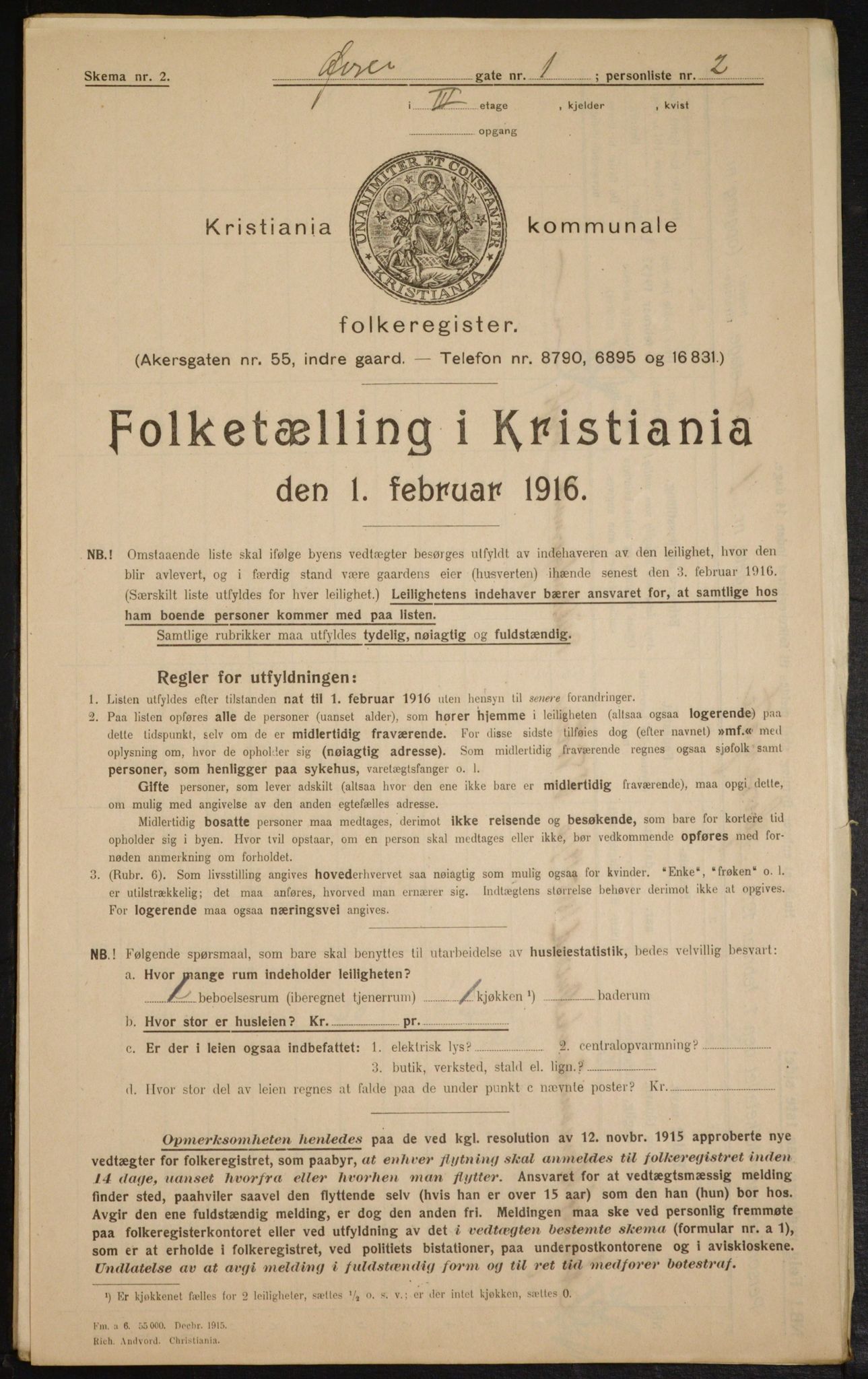 OBA, Municipal Census 1916 for Kristiania, 1916, p. 133487