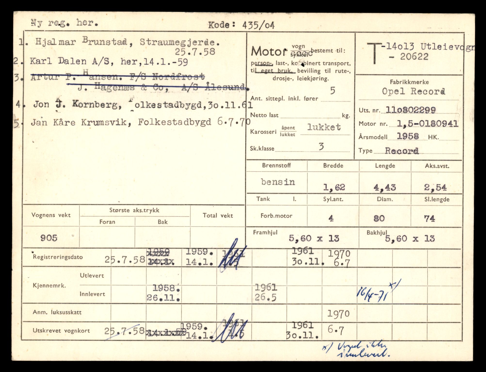 Møre og Romsdal vegkontor - Ålesund trafikkstasjon, AV/SAT-A-4099/F/Fe/L0042: Registreringskort for kjøretøy T 13906 - T 14079, 1927-1998, p. 1541