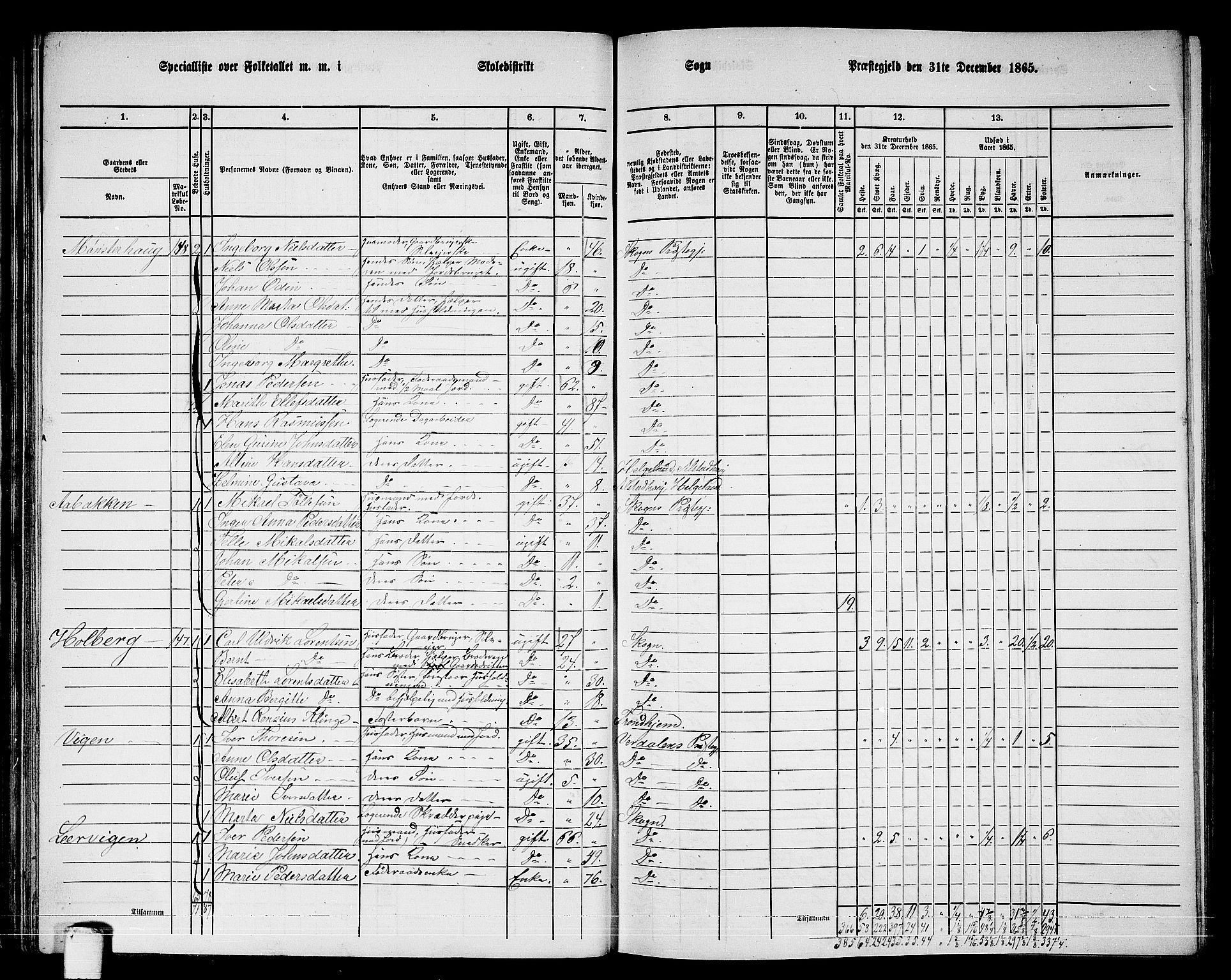 RA, 1865 census for Skogn, 1865, p. 64