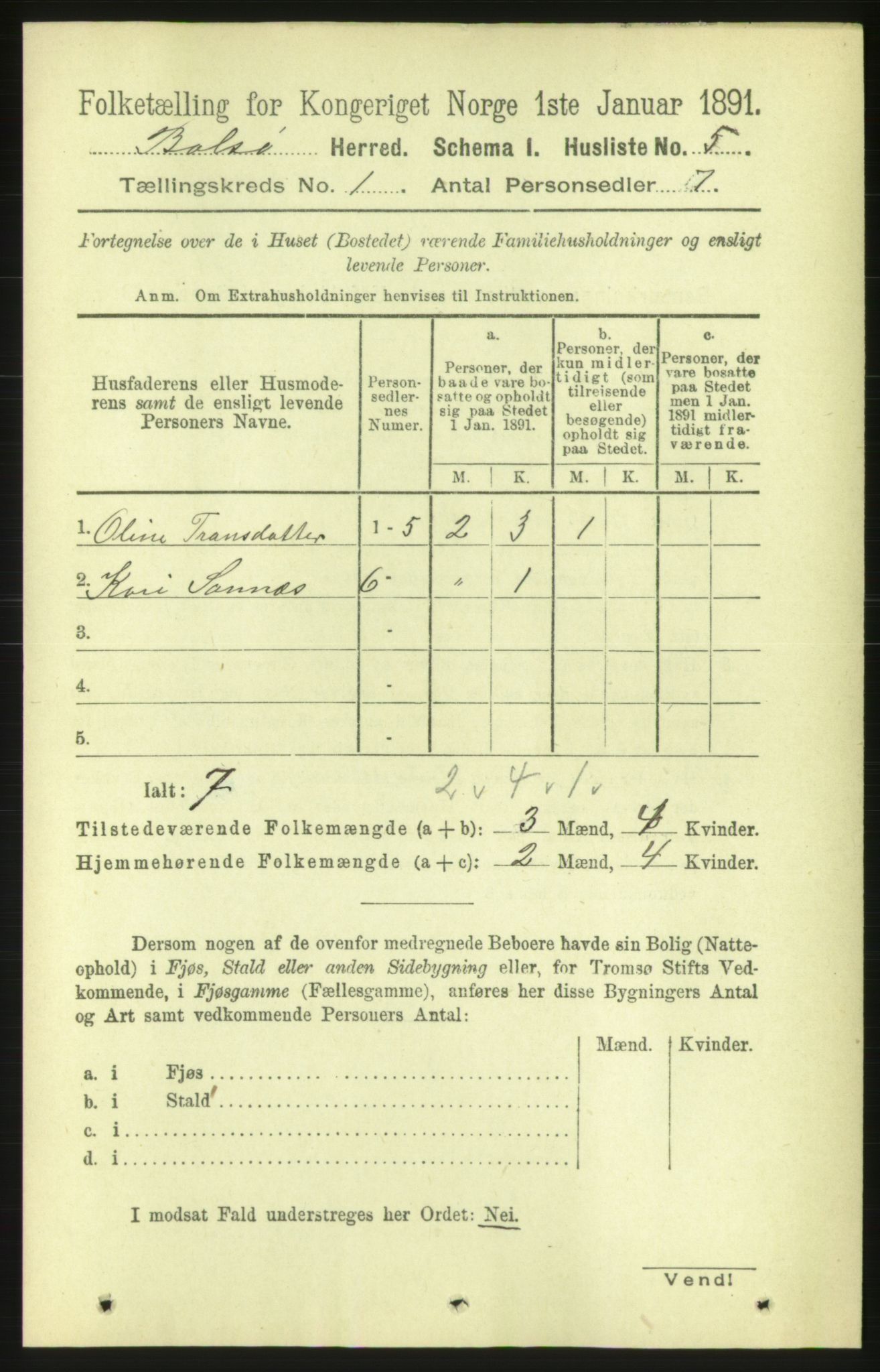 RA, 1891 census for 1544 Bolsøy, 1891, p. 36