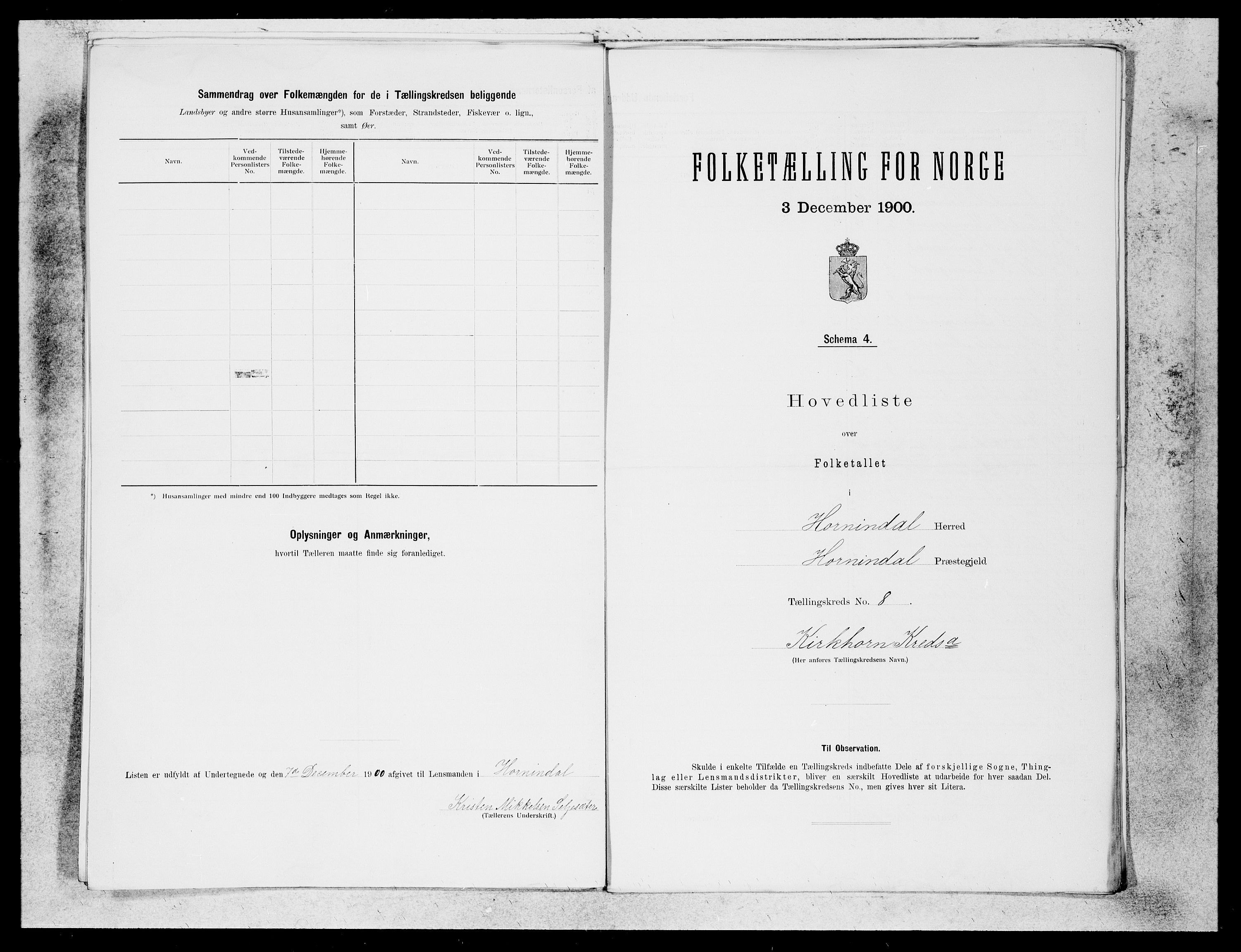 SAB, 1900 census for Hornindal, 1900, p. 15