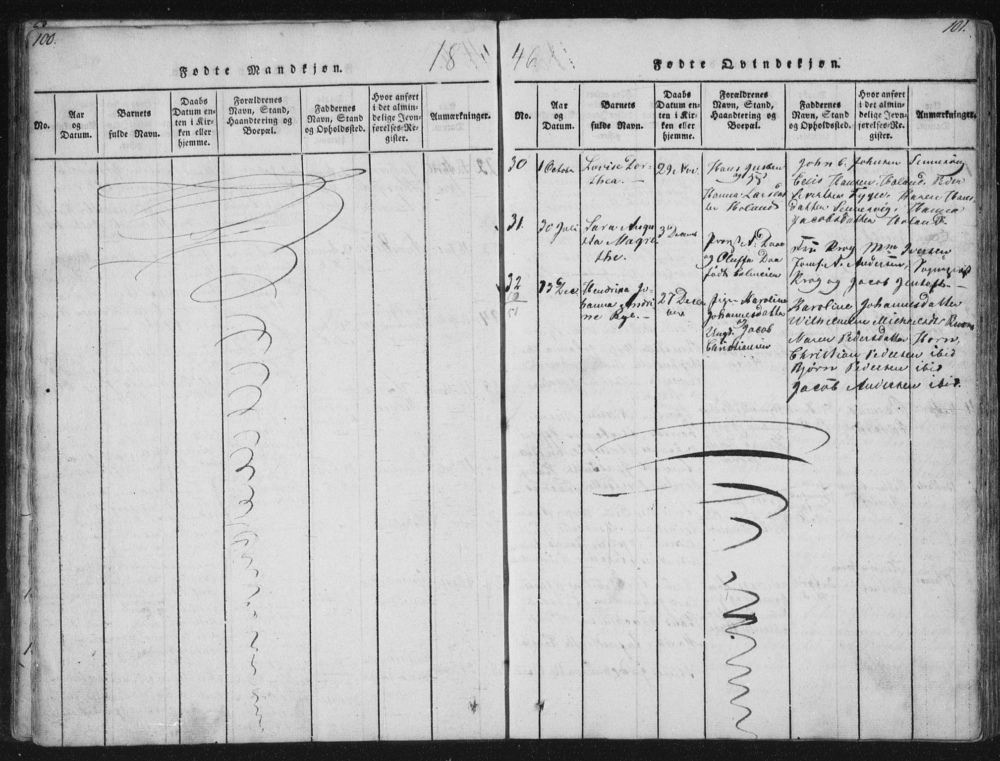 Ministerialprotokoller, klokkerbøker og fødselsregistre - Nordland, AV/SAT-A-1459/881/L1164: Parish register (copy) no. 881C01, 1818-1853, p. 100-101