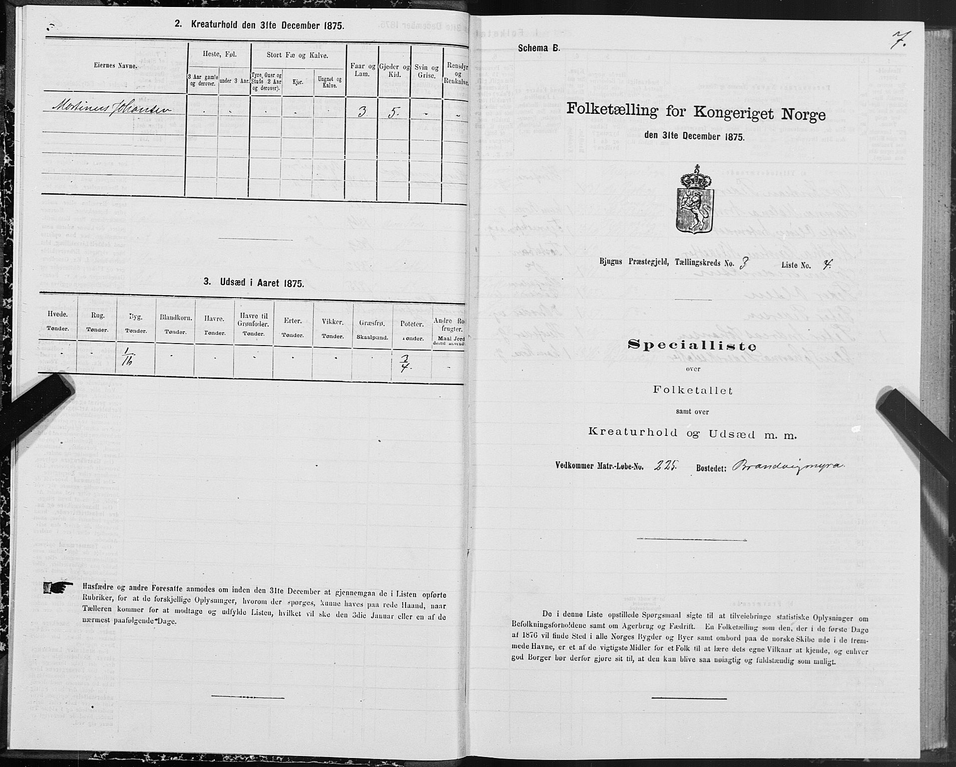 SAT, 1875 census for 1627P Bjugn, 1875, p. 2007