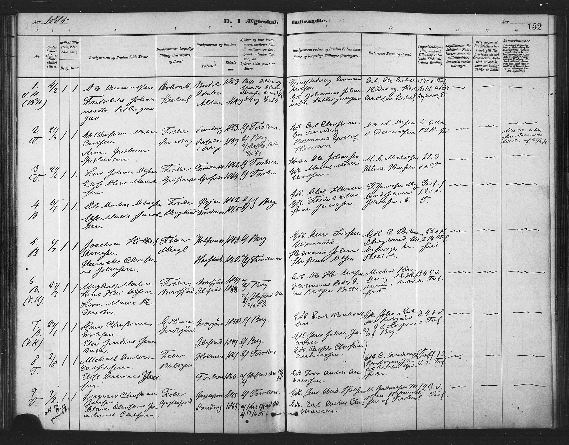 Berg sokneprestkontor, SATØ/S-1318/G/Ga/Gaa/L0004kirke: Parish register (official) no. 4, 1880-1894, p. 152