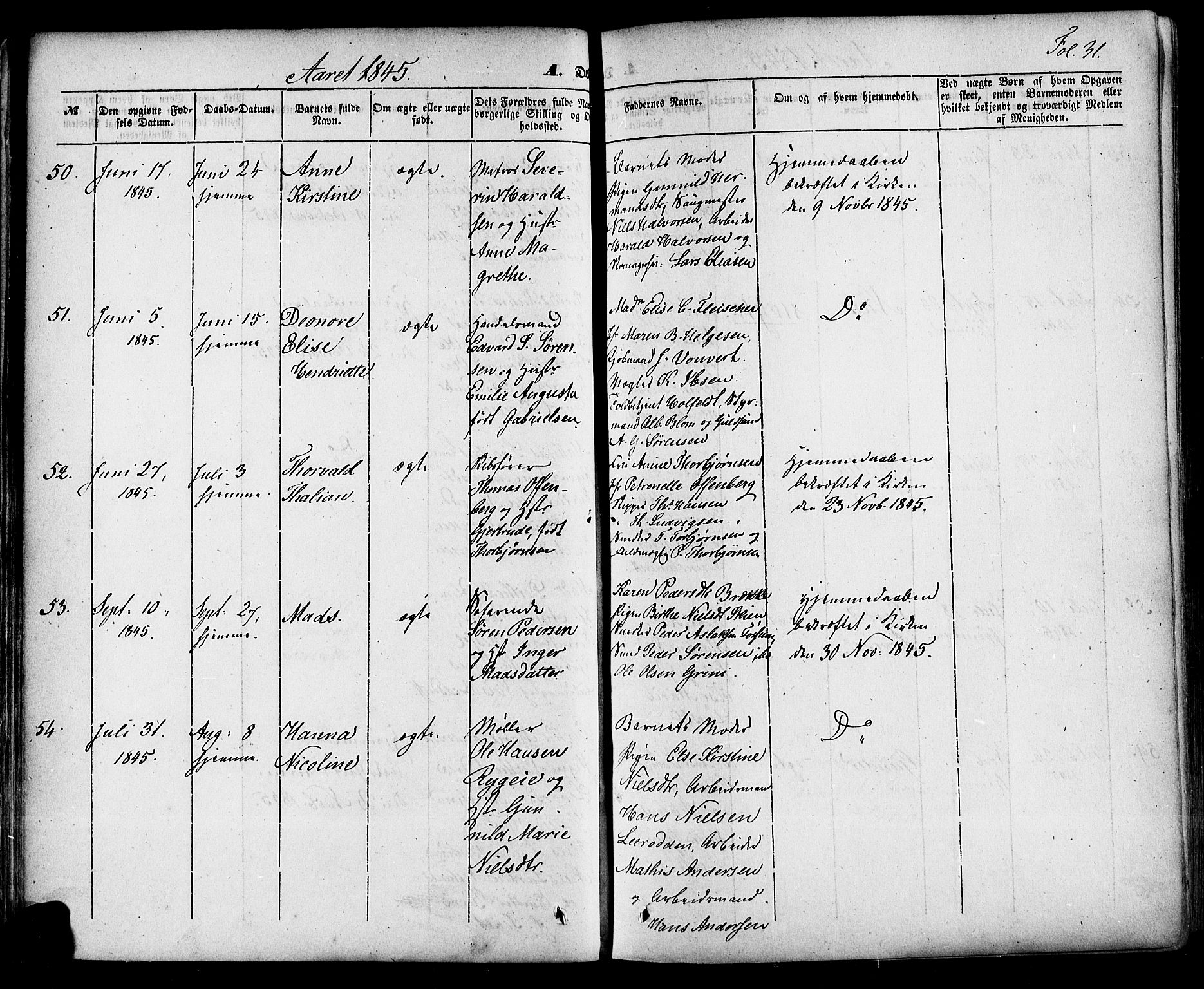 Skien kirkebøker, AV/SAKO-A-302/F/Fa/L0006a: Parish register (official) no. 6A, 1843-1856, p. 31