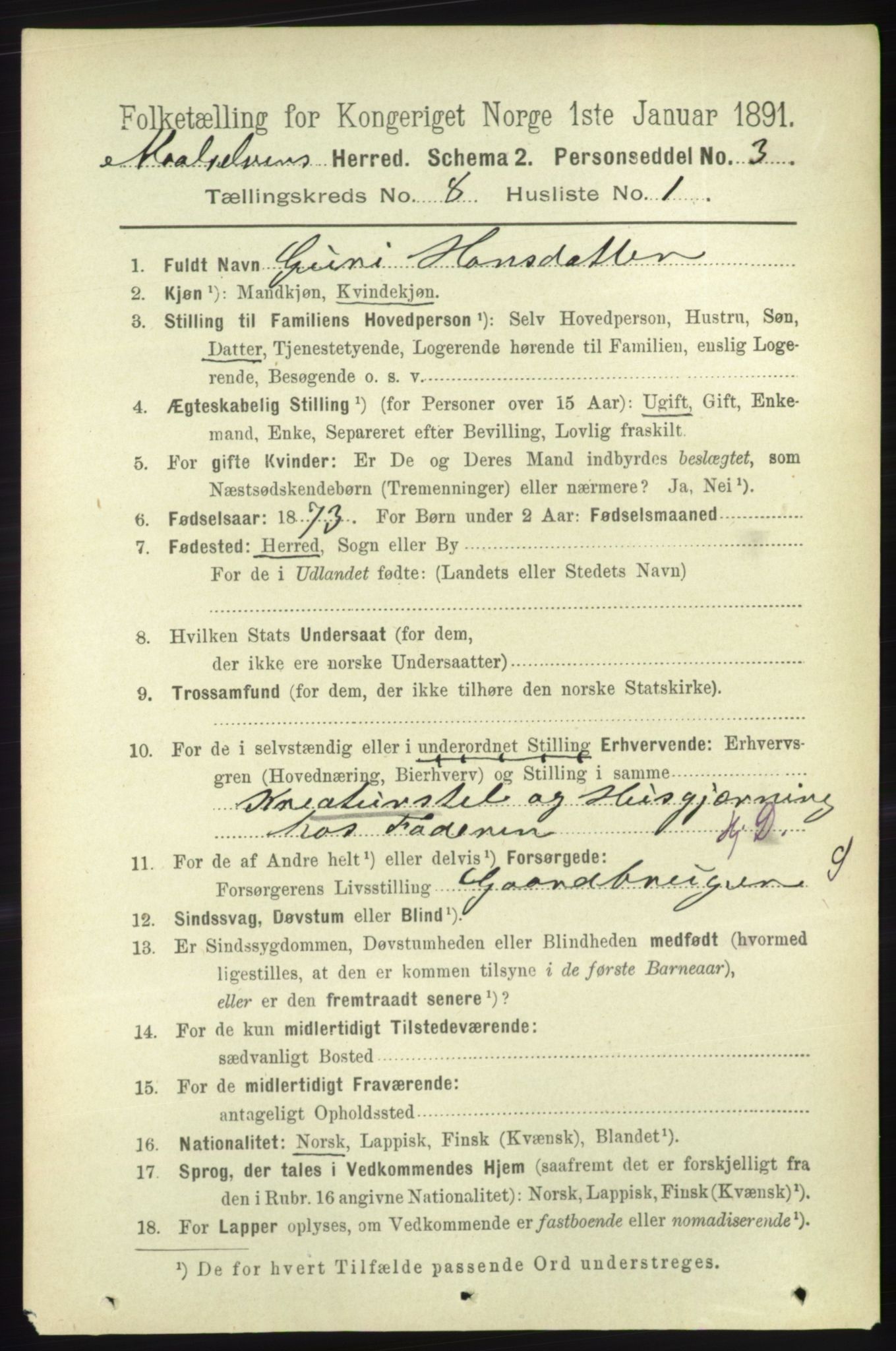 RA, 1891 census for 1924 Målselv, 1891, p. 2530