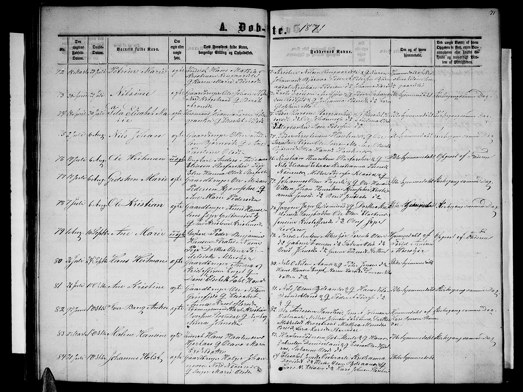 Ministerialprotokoller, klokkerbøker og fødselsregistre - Nordland, AV/SAT-A-1459/827/L0415: Parish register (copy) no. 827C04, 1864-1886, p. 71